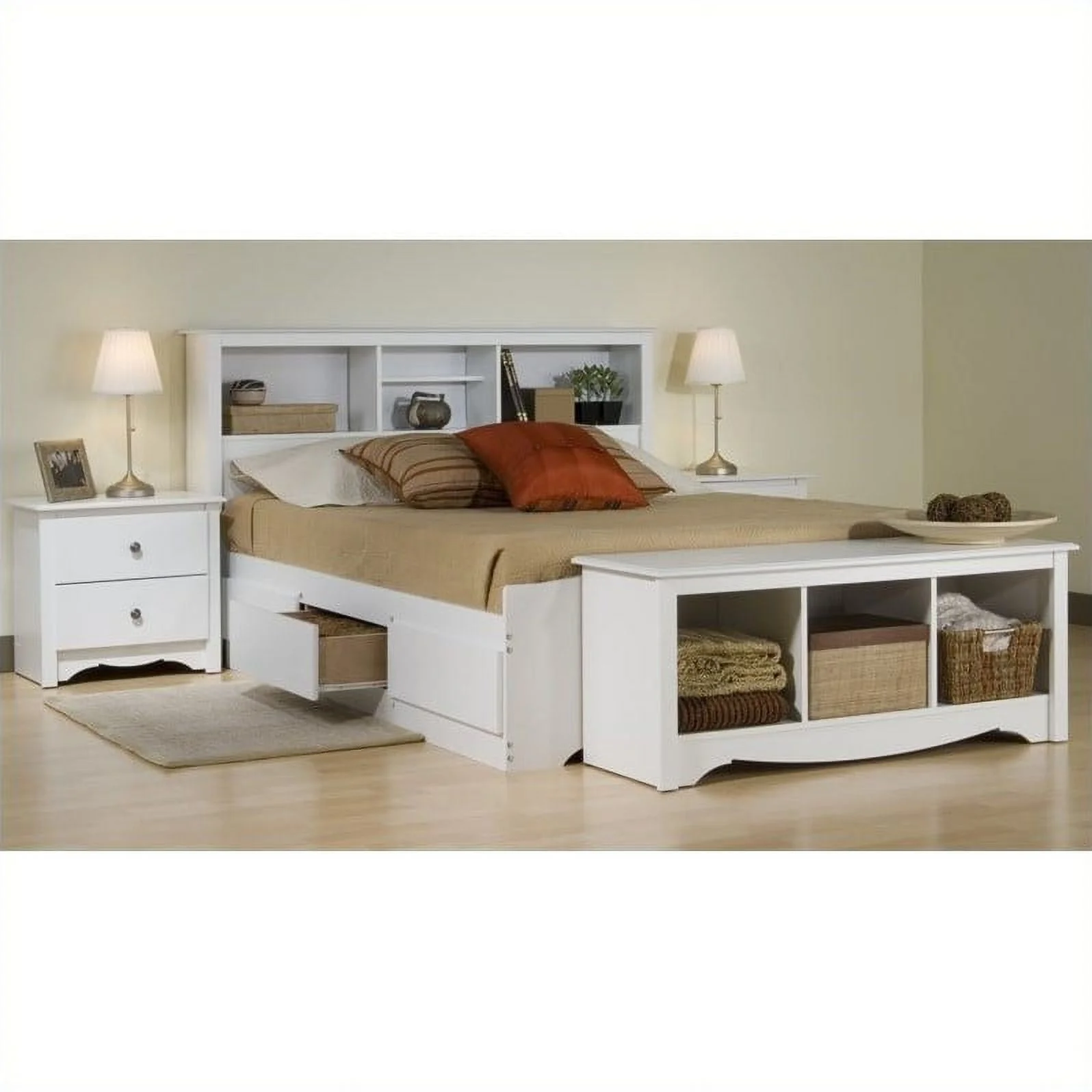 Prepac Monterey 4-Piece Queen Bedroom Set in White