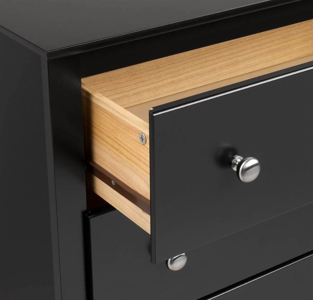 Prepac Sonoma Bedroom Furniture: Black Double Dresser for Bedroom, 6-Drawer Wide Chest of Drawers, Traditional Bedroom Dresser, BDC-6330-V, 59