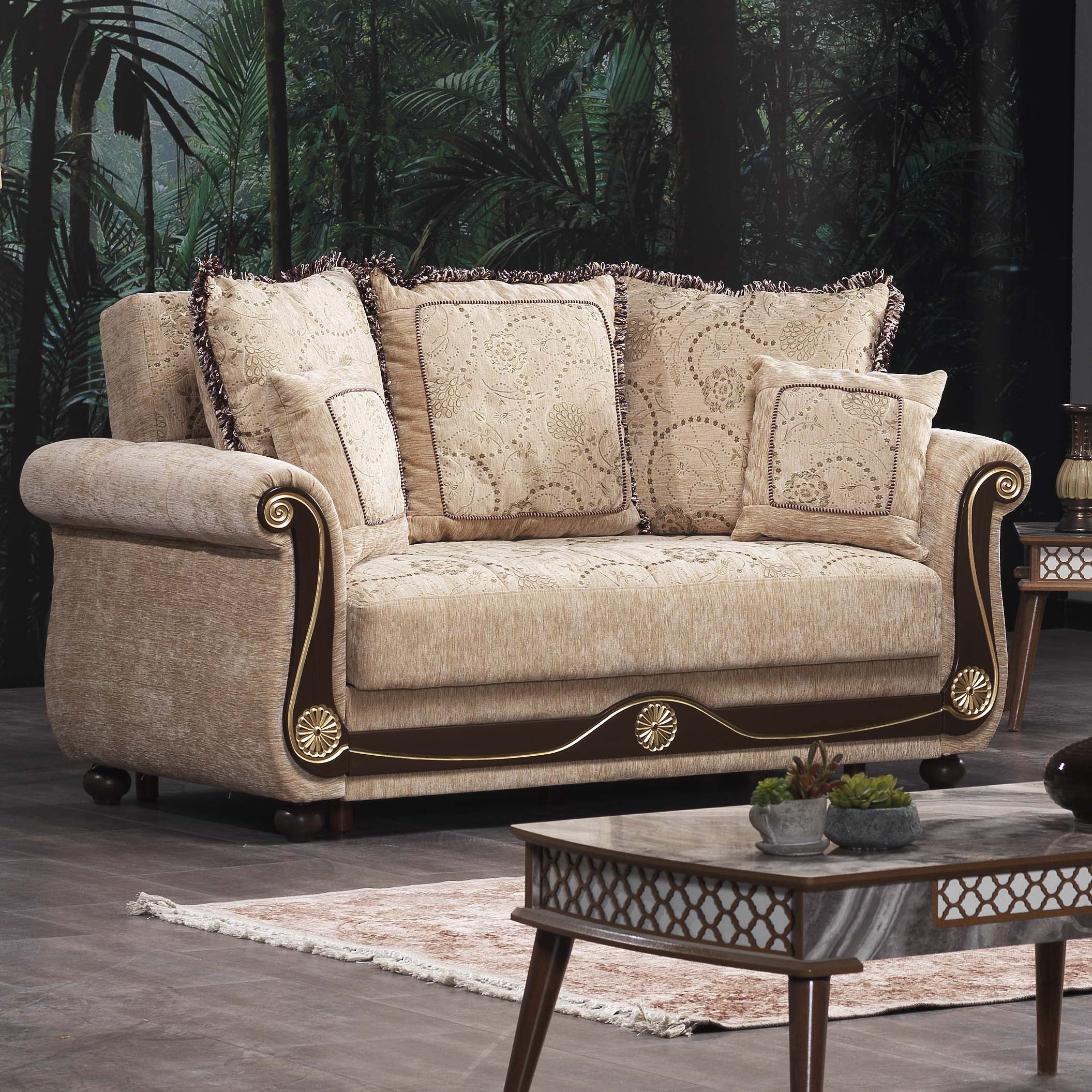 Ottomanson Patriot Sleeper Loveseat, Beige Chenille