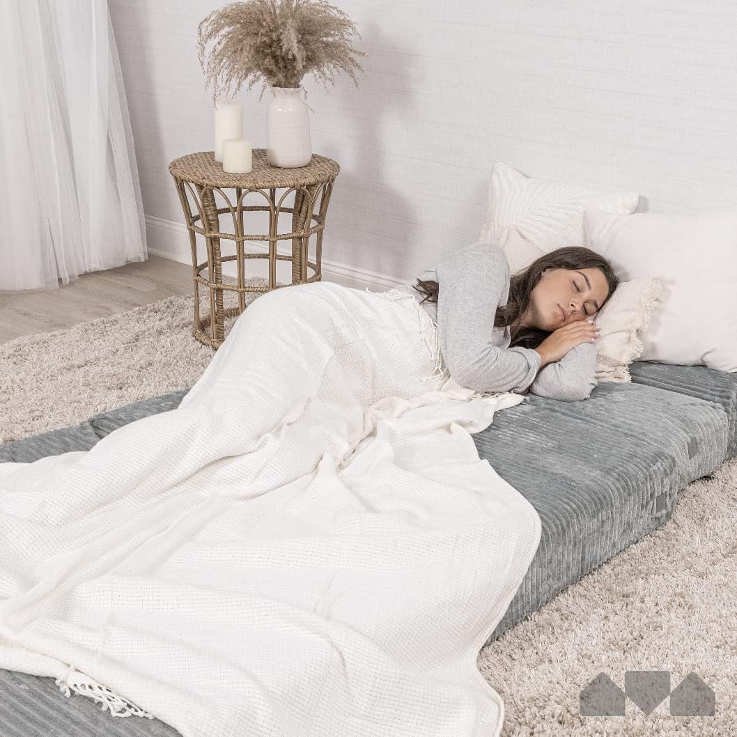 Milliard Tri Folding Sofa Mattress, Memory Foam Foldable Mattress with Ultra Soft & Washable Ribbed Fur Cover, Twin Size (75