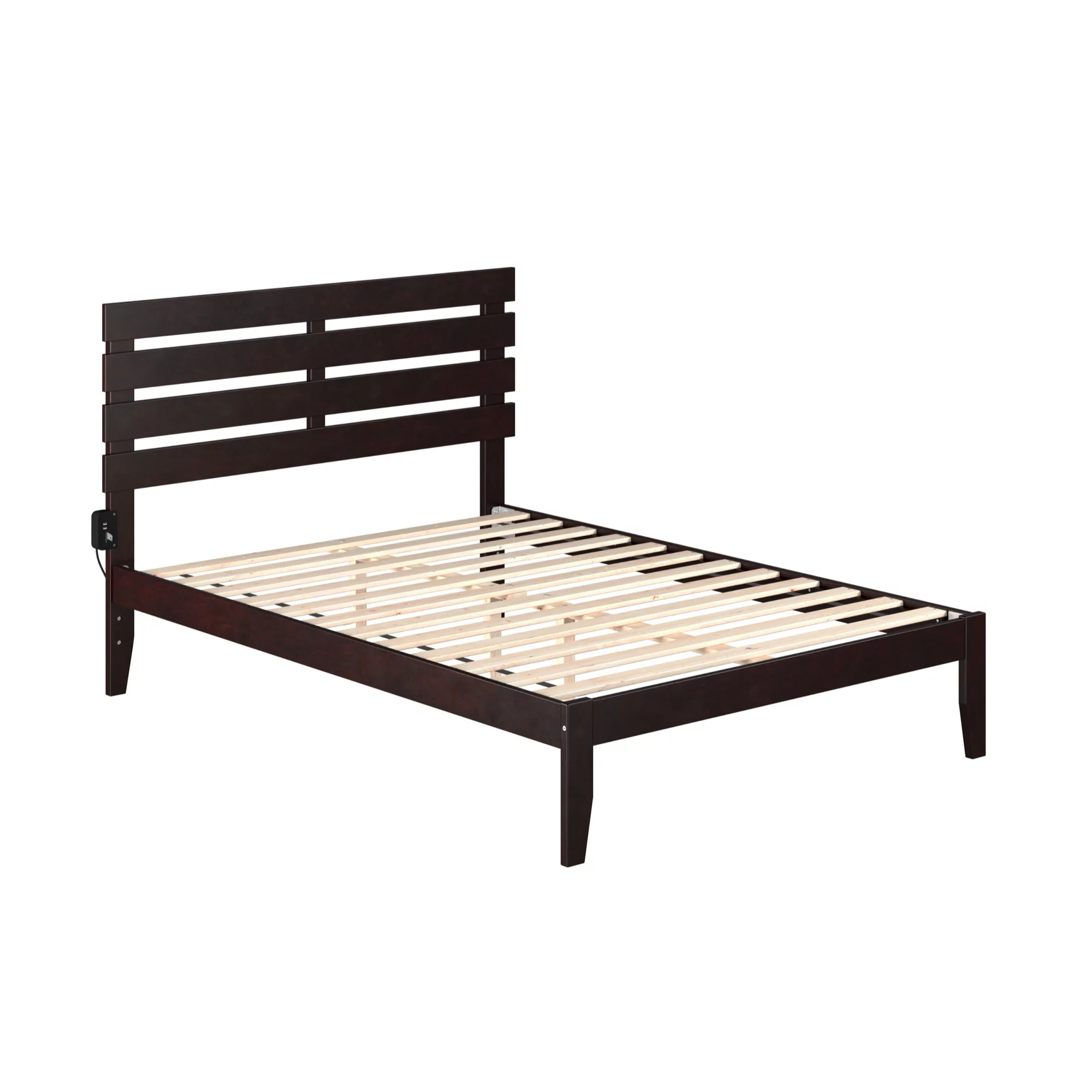 AFI Oxford Modern Wood Full Platform Bed with USB Charger in Espresso