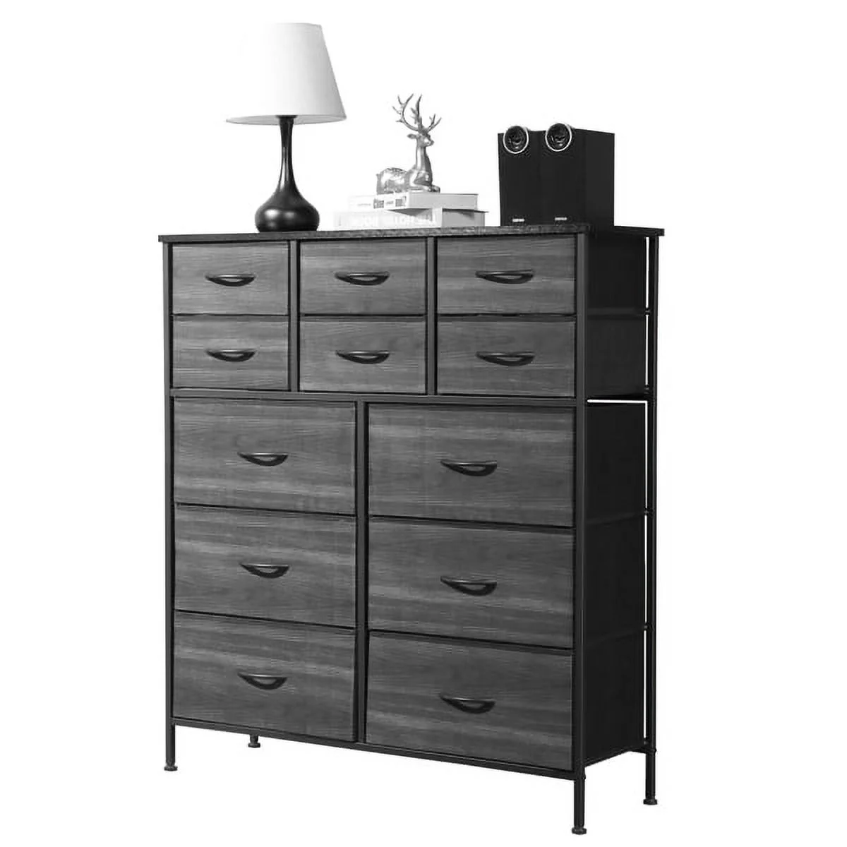 SYTHERS Storage Cabinet Organizer with 12 Drawers, Fabric Dresser for Closet, Living Room, Hallway, Dark Grey