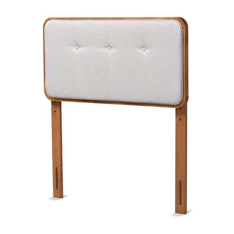 Bowery Hill Mid-Century Light Grey and Brown Finished Wood Twin Size Headboard