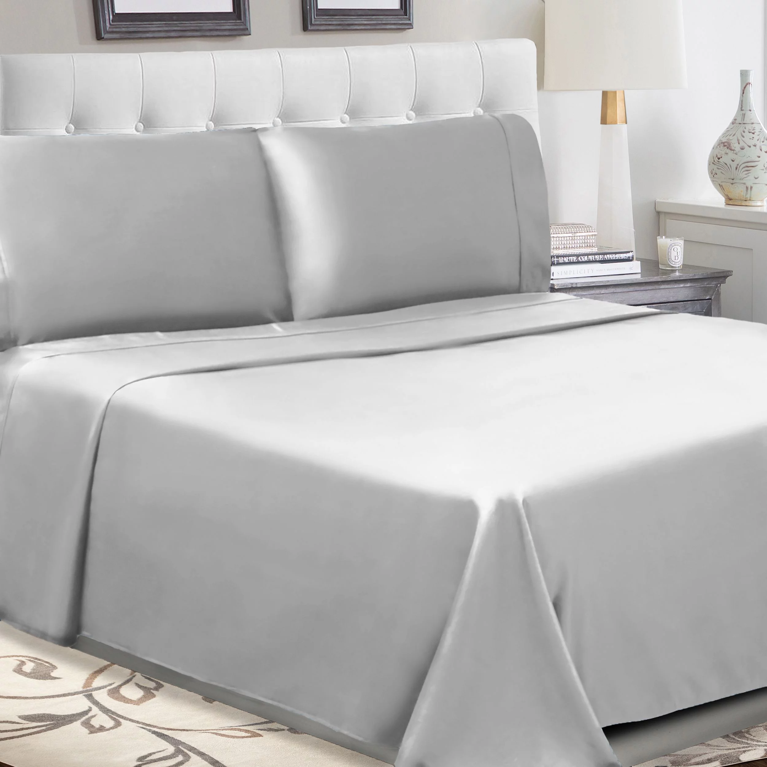 BNM Breathable Soft Deep Pocket Solid 300 thread Count 4-Piece Bed Sheet Set