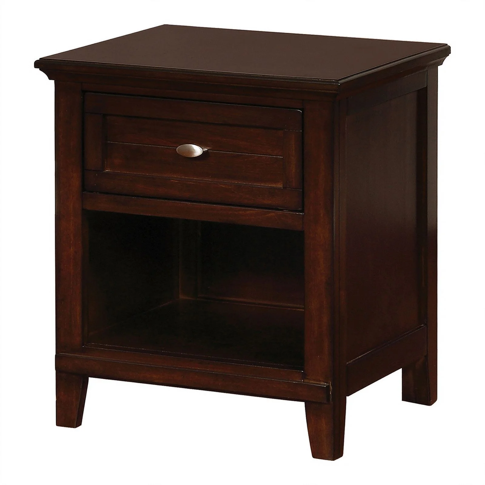 FOA Gamora 2-Piece Brown Cherry Wood Bedroom Set - Twin + Nightstand