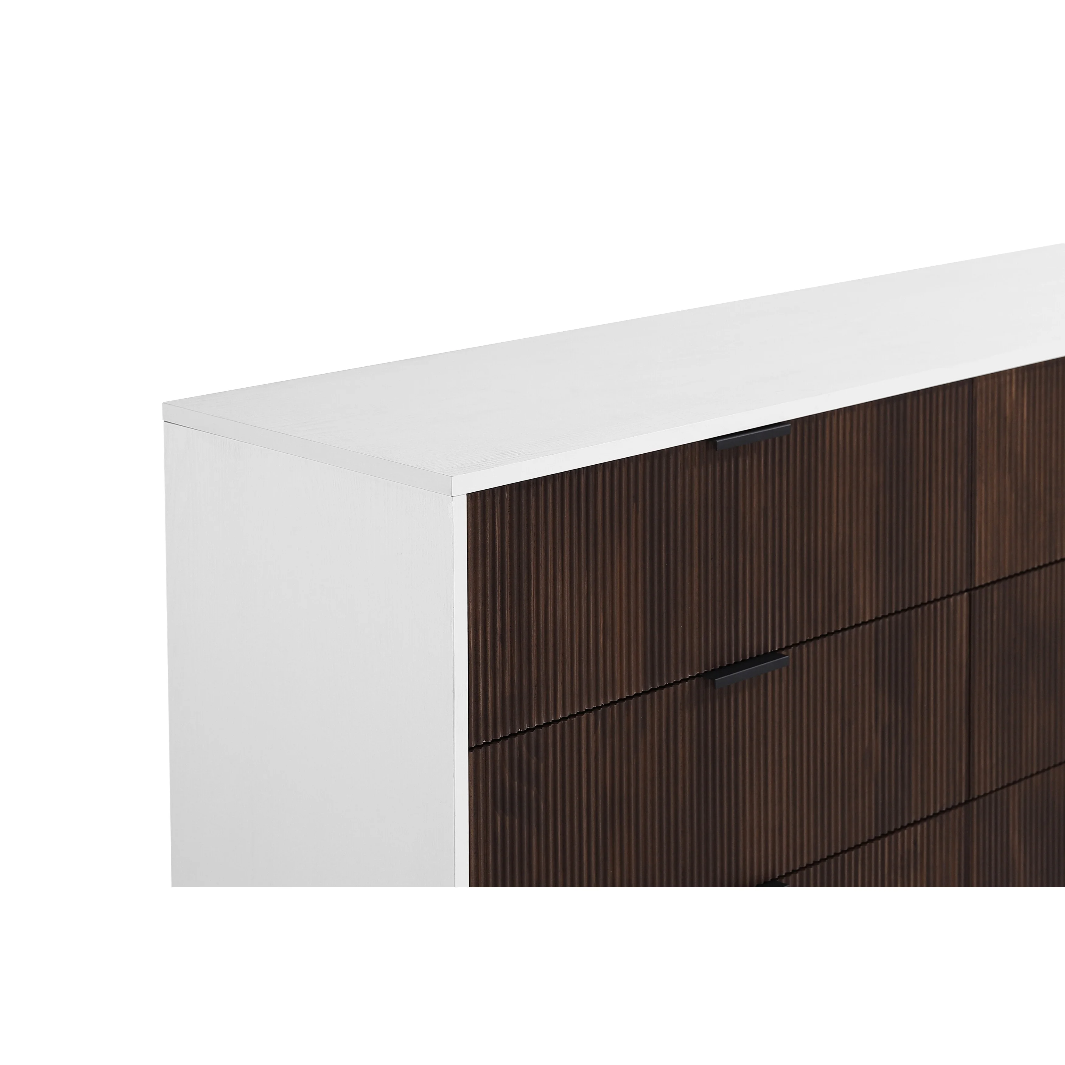 DG Casa Easton Mid-Century Modern 6 Drawer Dresser in White and Natural or Walnut Wood Finish Walnut