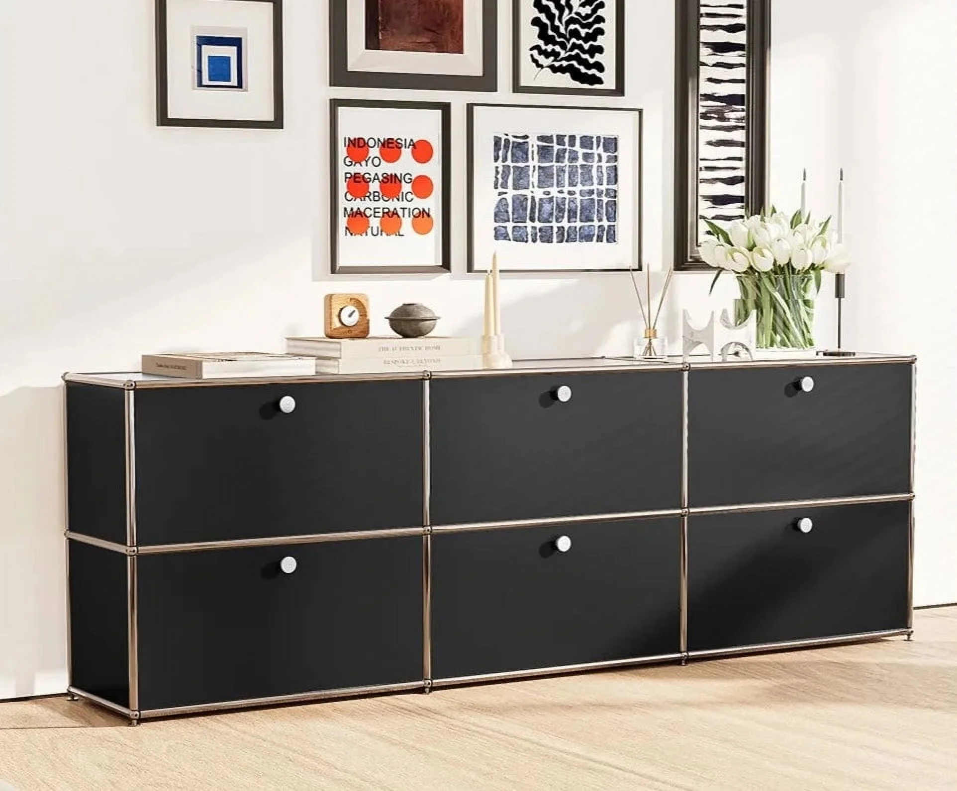 Storage Cabinet Nightstand Modular 2/3/6 Haller Bed Side Table Holder Stainless Steel Metal Board for Living Room Shelf Bookcase