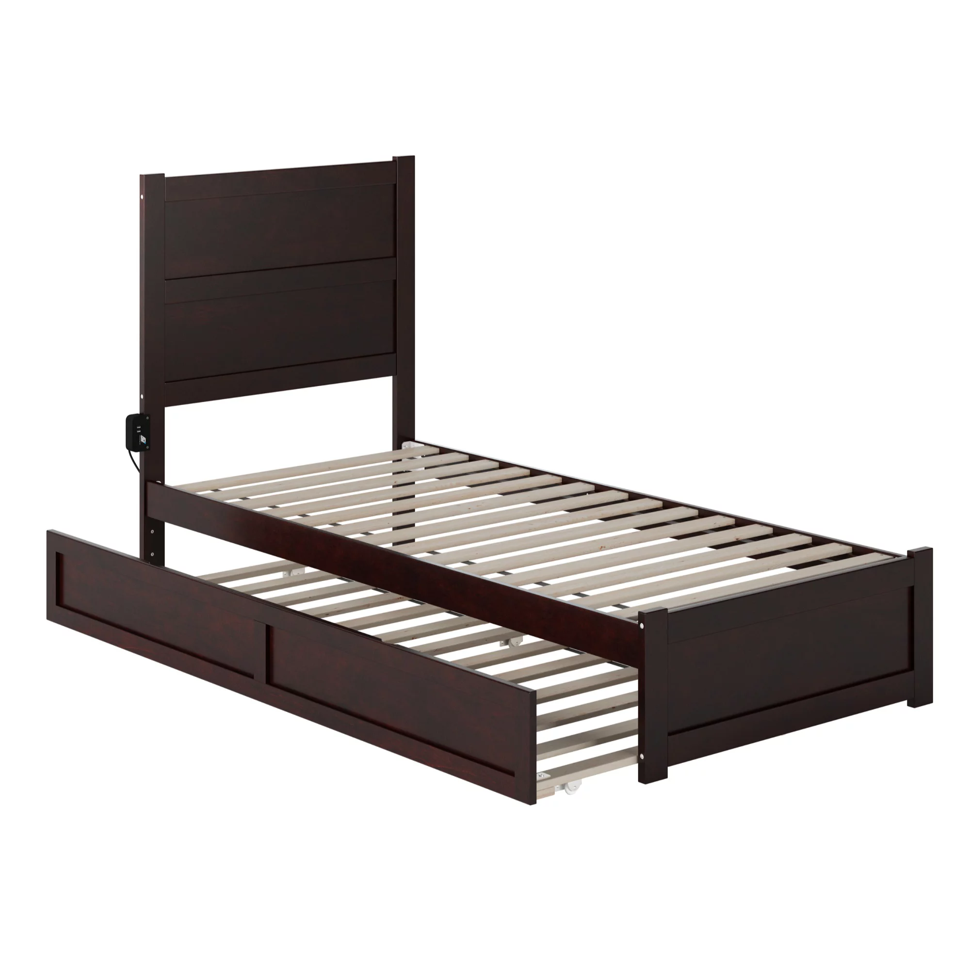 AFI NoHo Twin XL Solid Wood Bed with Footboard and Twin XL Trundle in Espresso