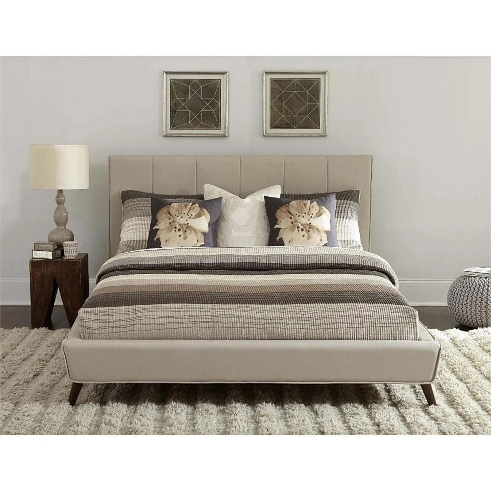 Hillsdale Furniture Aussie Upholstered King Platform Bed Frame with Headboard