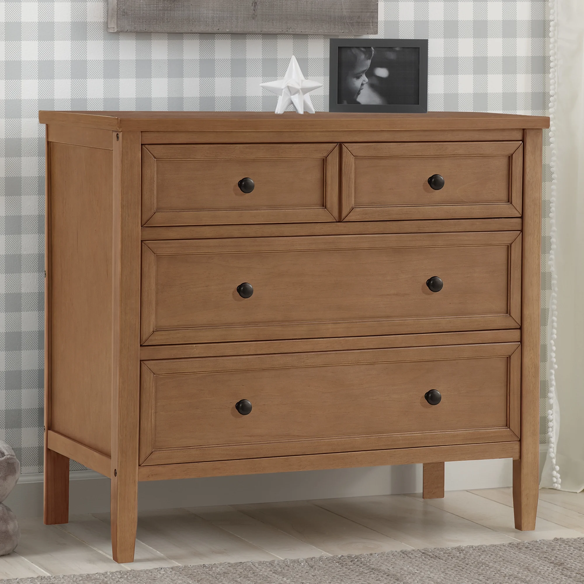 Delta Children Epic 3 Drawer Dresser with Interlocking Drawers, Chestnut