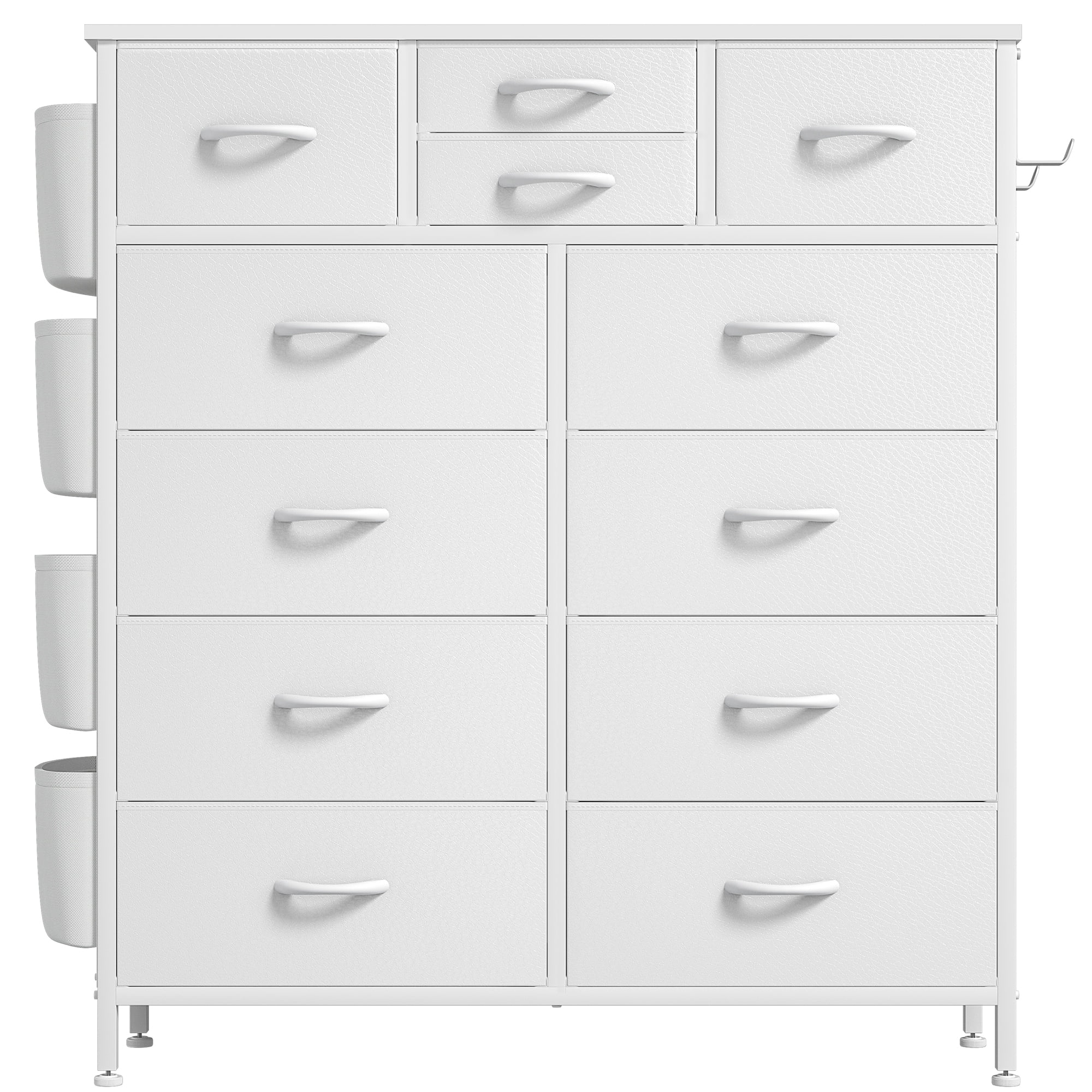 JINYUZHOU INC 12 Drawer Dresser Tall Dressers for Bedroom Fabric Chest of Drawers White