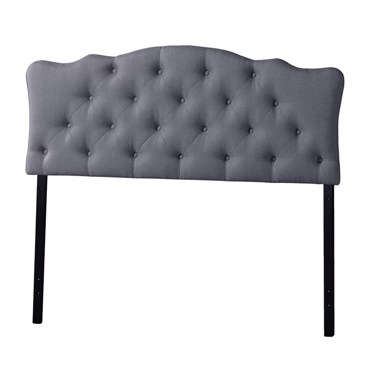 Baxton Studio Rita Modern and Contemporary Full Size Grey Fabric Upholstered Button-tufted Scalloped Headboard,Wholesale
