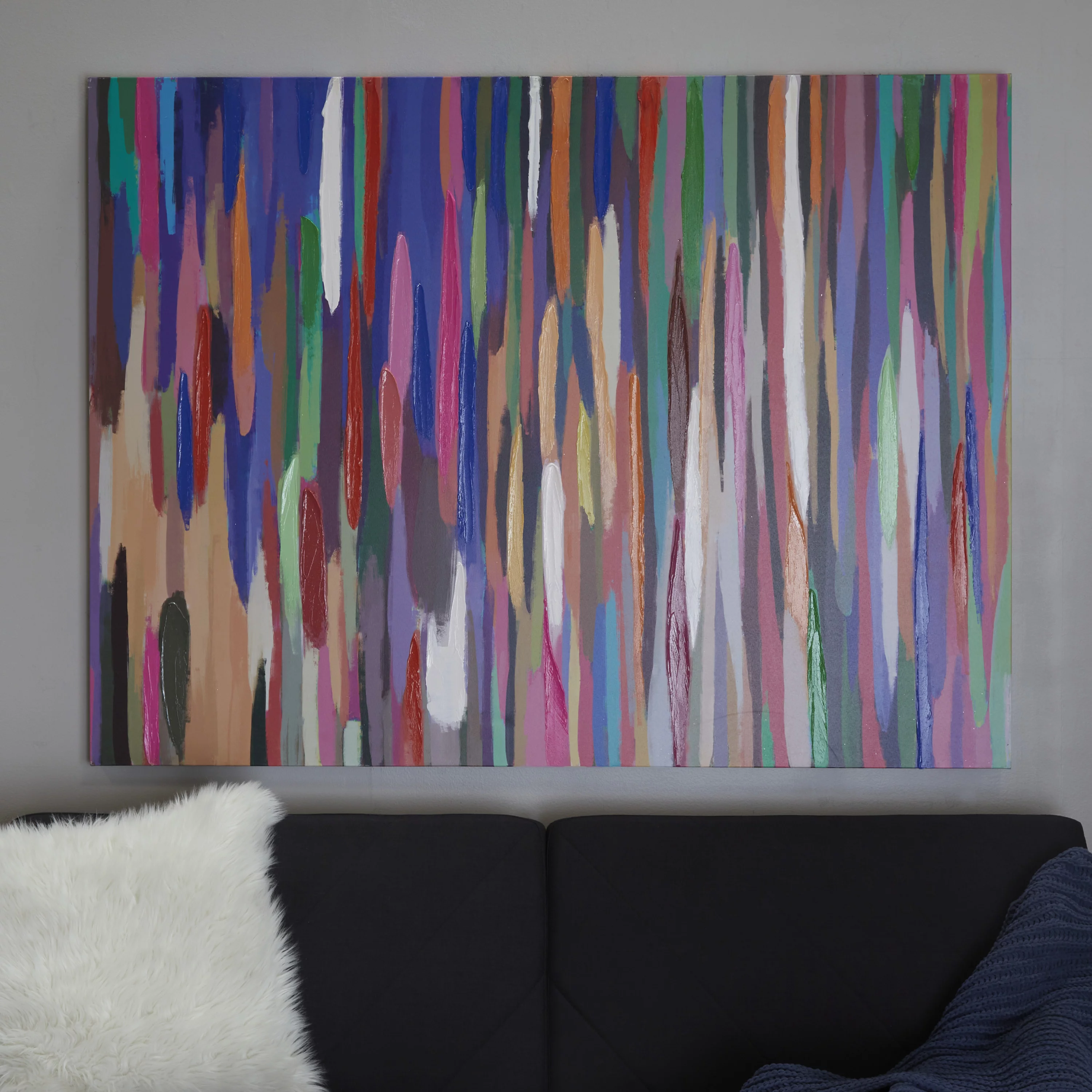 The Novogratz Multi Colored Canvas Paint Strokes Abstract Wall Decor