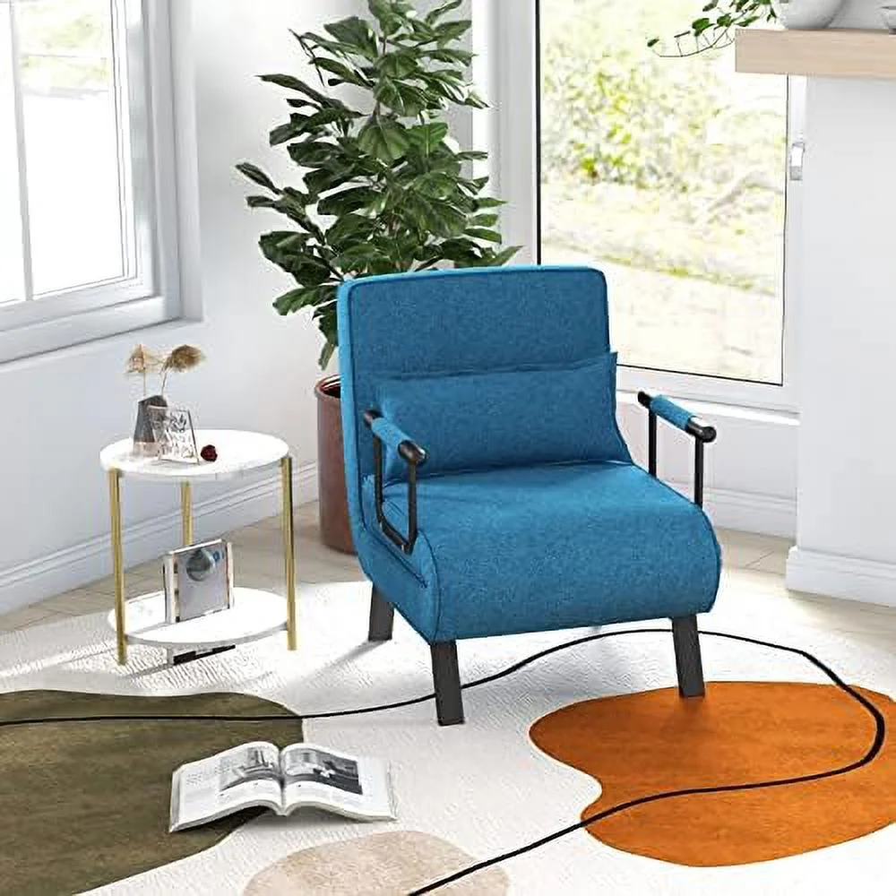 xrboomlife Convertible Sleeper Chair Bed  4-in-1 Folding Sofa Bed with 6-Position Adjustable Backrest  Upholstered Chaise Lounge with Removable Pillow  Leisure Recliner Lounge Couch for H