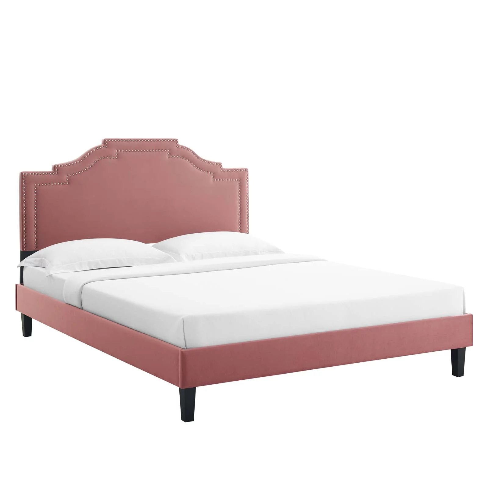 Modway Adelaide Performance Velvet King Platform Bed in Dusty Rose