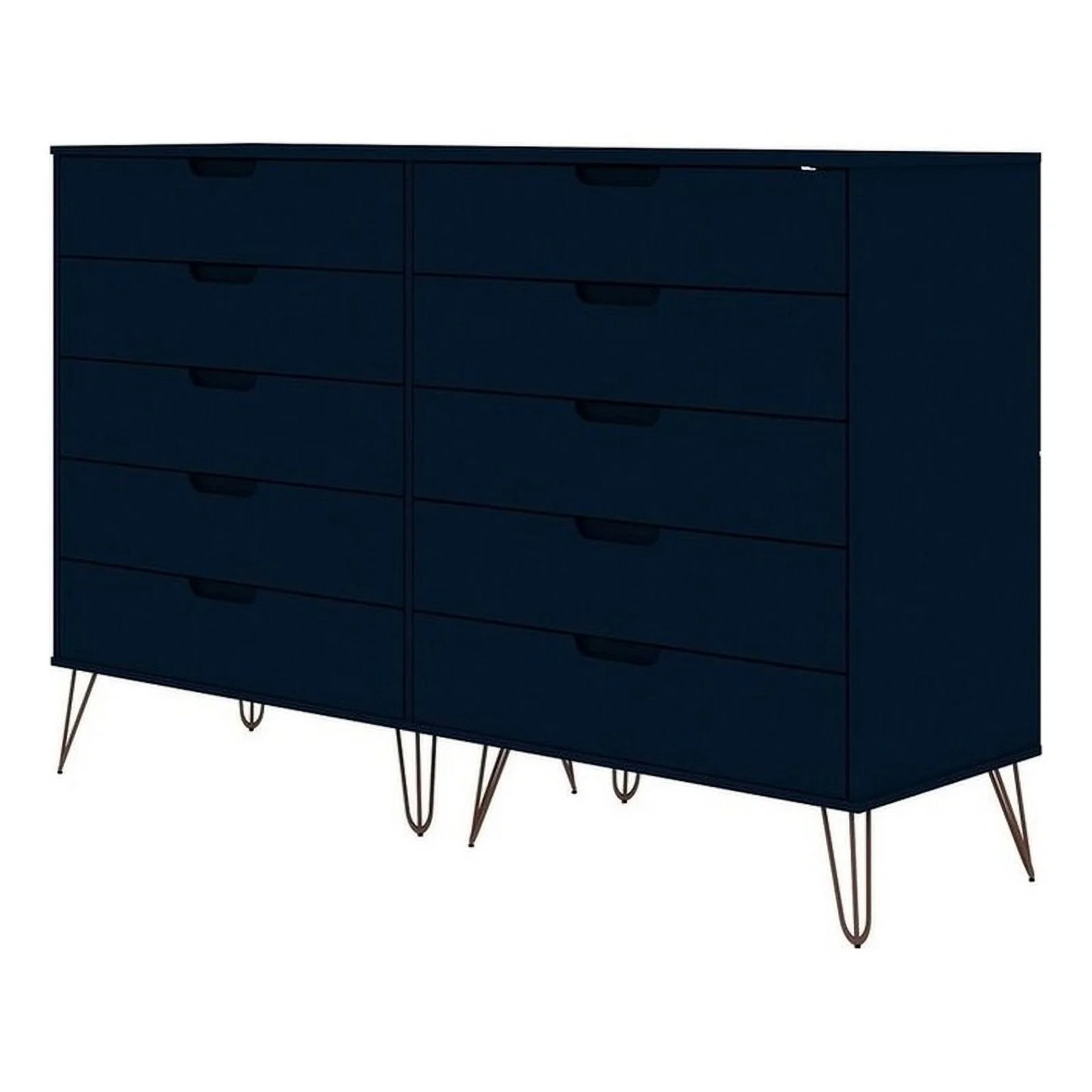Pemberly Row 10-Drawer Contemporary Wood Dresser in Tatiana Midnight Blue