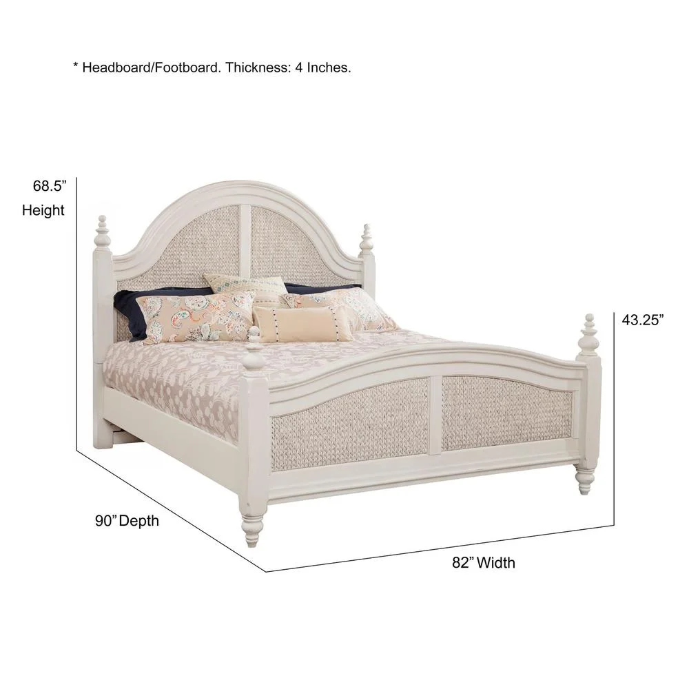 American Woodcrafters Rodanthe Dove White King Woven Wood Frame Panel Bed