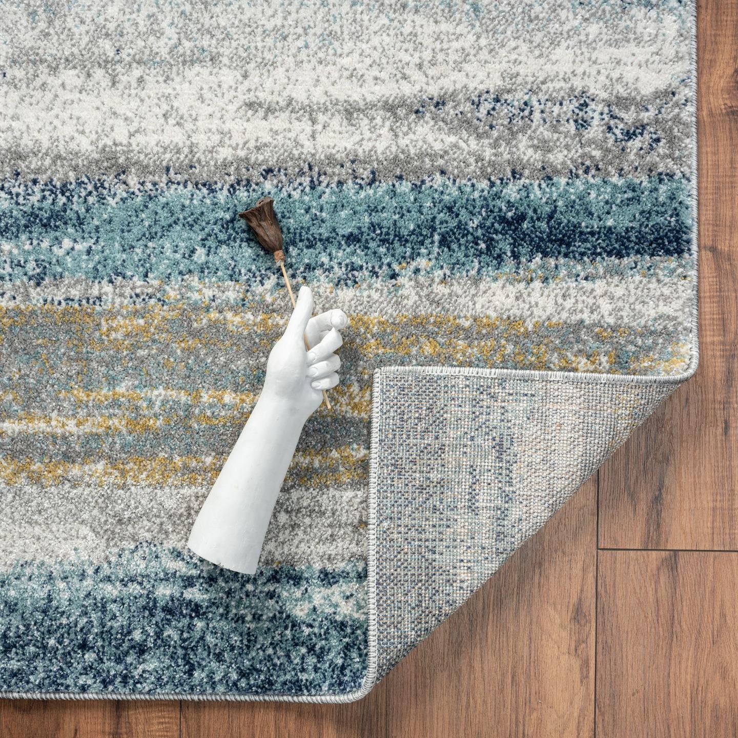 Luxe Weavers Lagos Collection 7501 Yellow and Blue 9x12 Abstract Area Rug