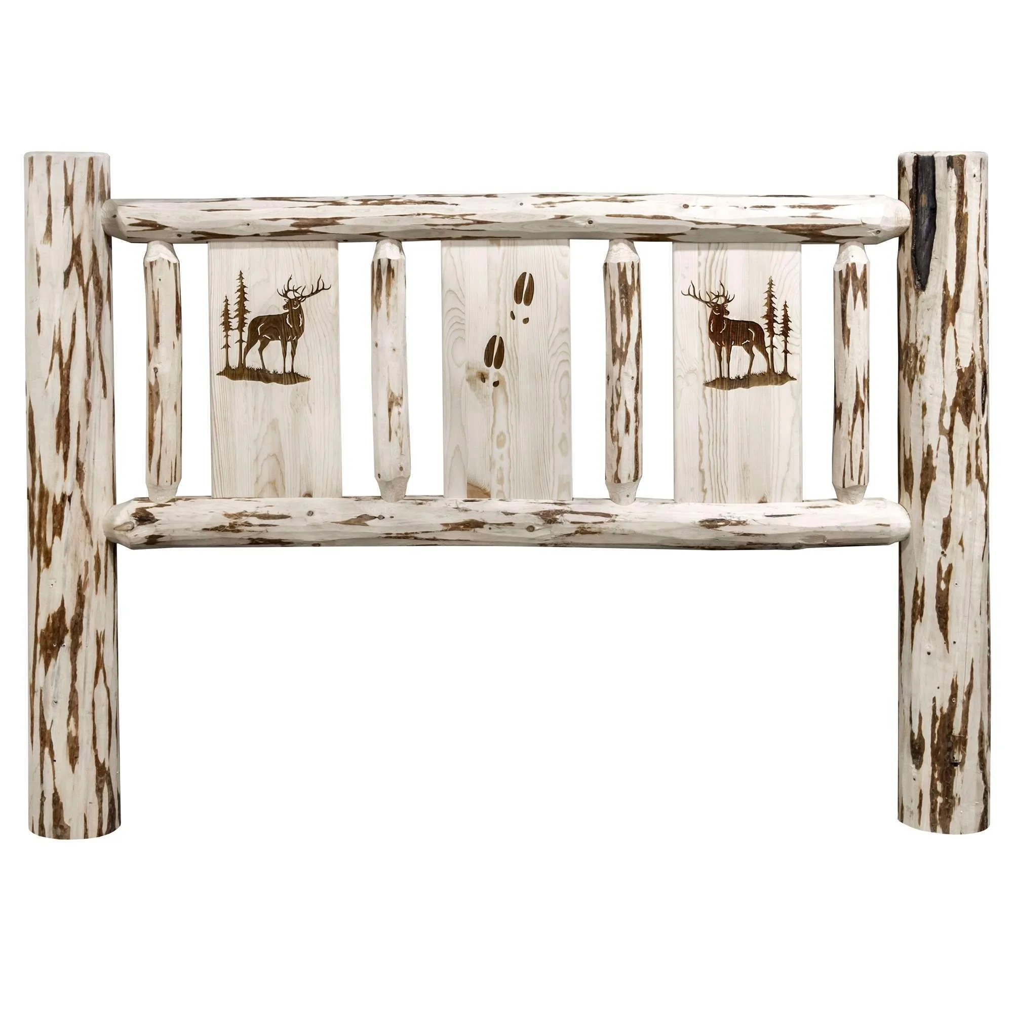 Montana Collection Twin Headboard w/ Laser Engraved Elk Design, Ready to Finish