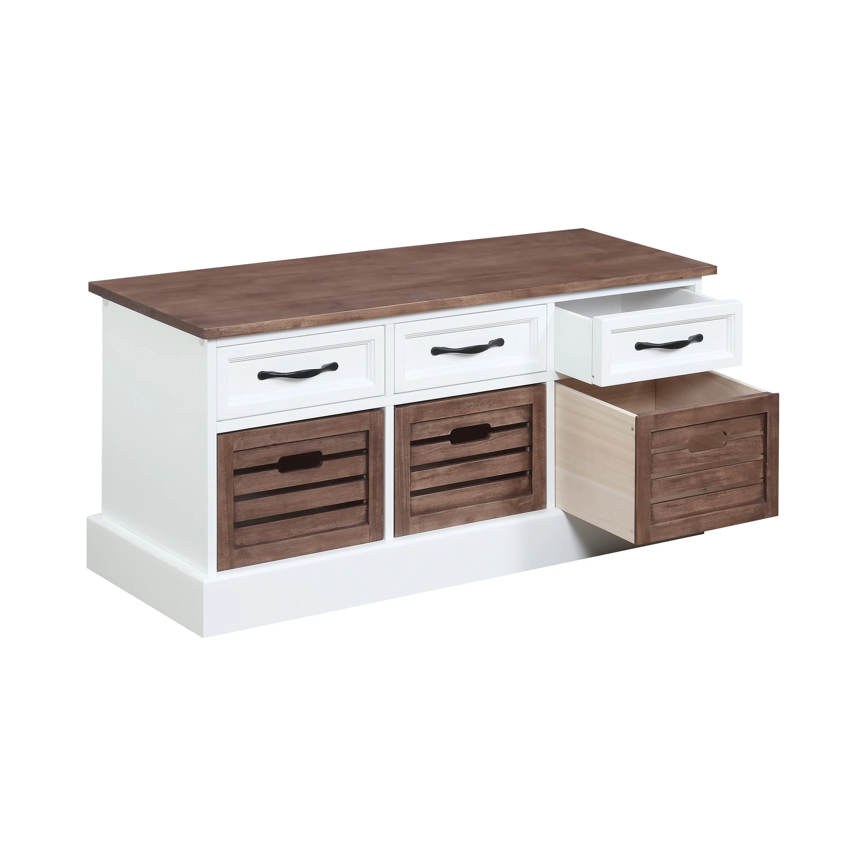 Alma 3-drawer Storage Bench Weathered Brown and White