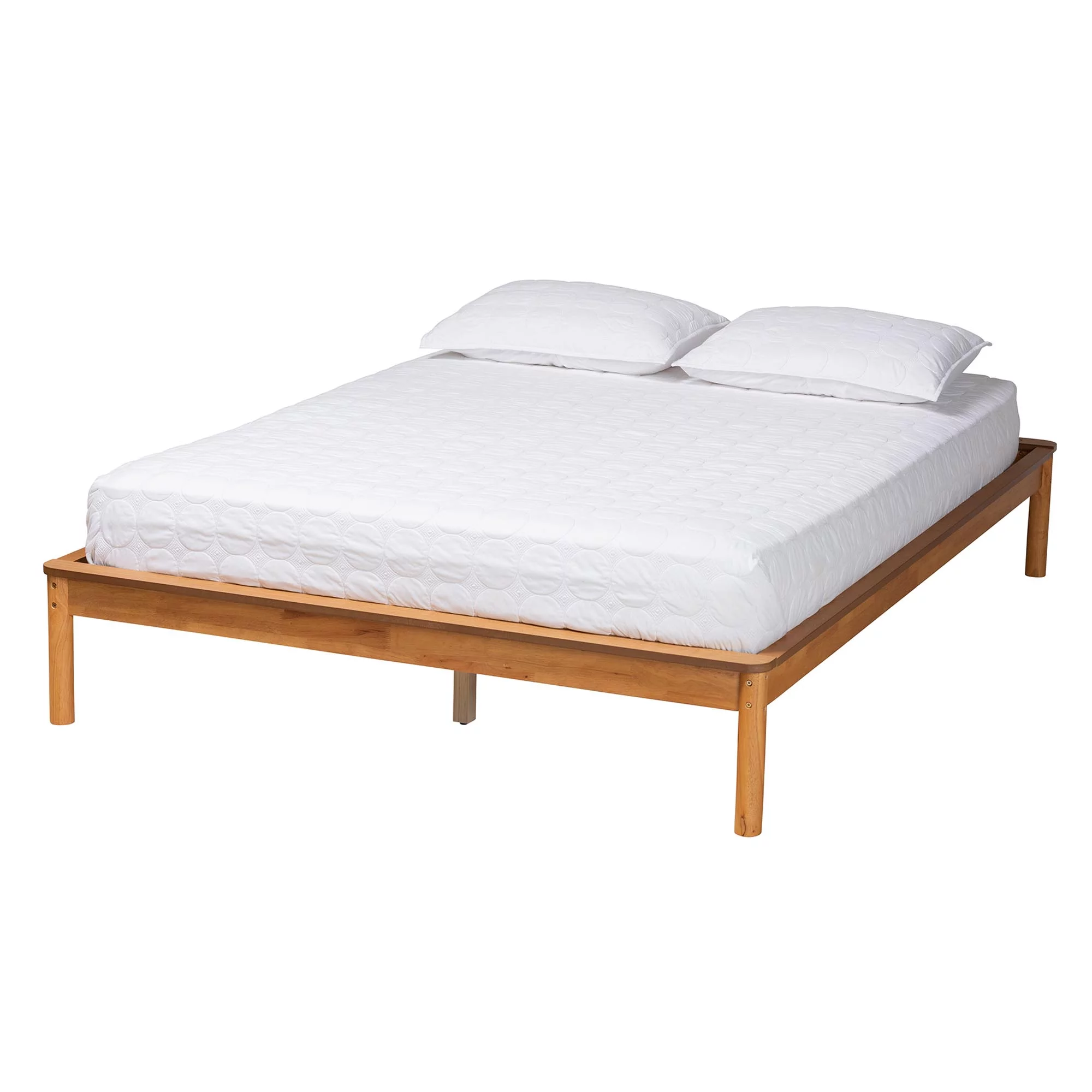 Baxton Studio Efren Mid-Century Modern Honey Oak Finished Wood Full Size Bed Frame