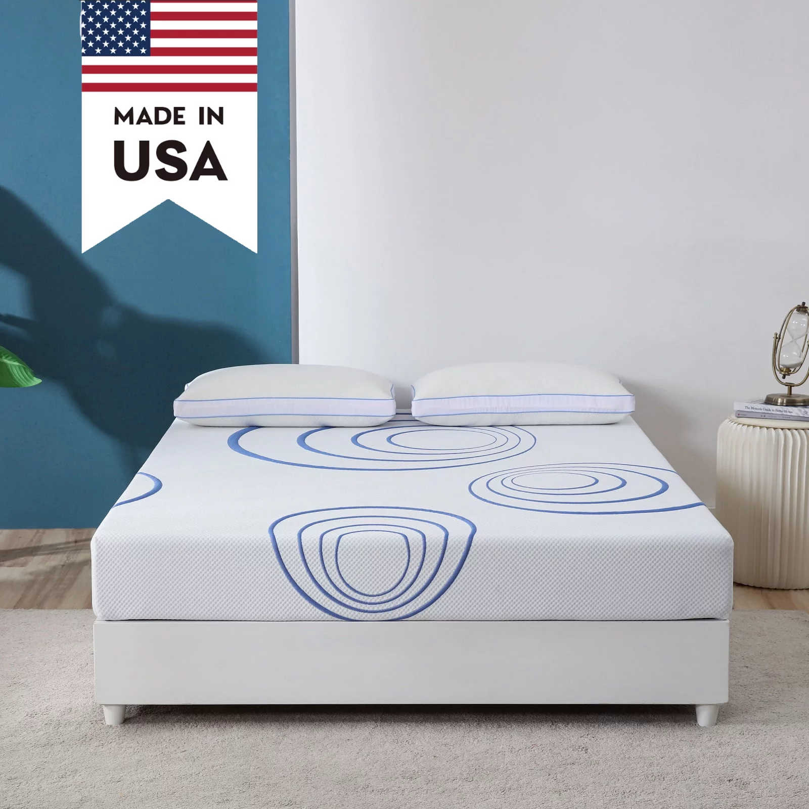 8 inch Full Size Memory Foam Mattress in a box, Medium Feeling, Bamboo Charcoal Gel Mattresses, Made in USA