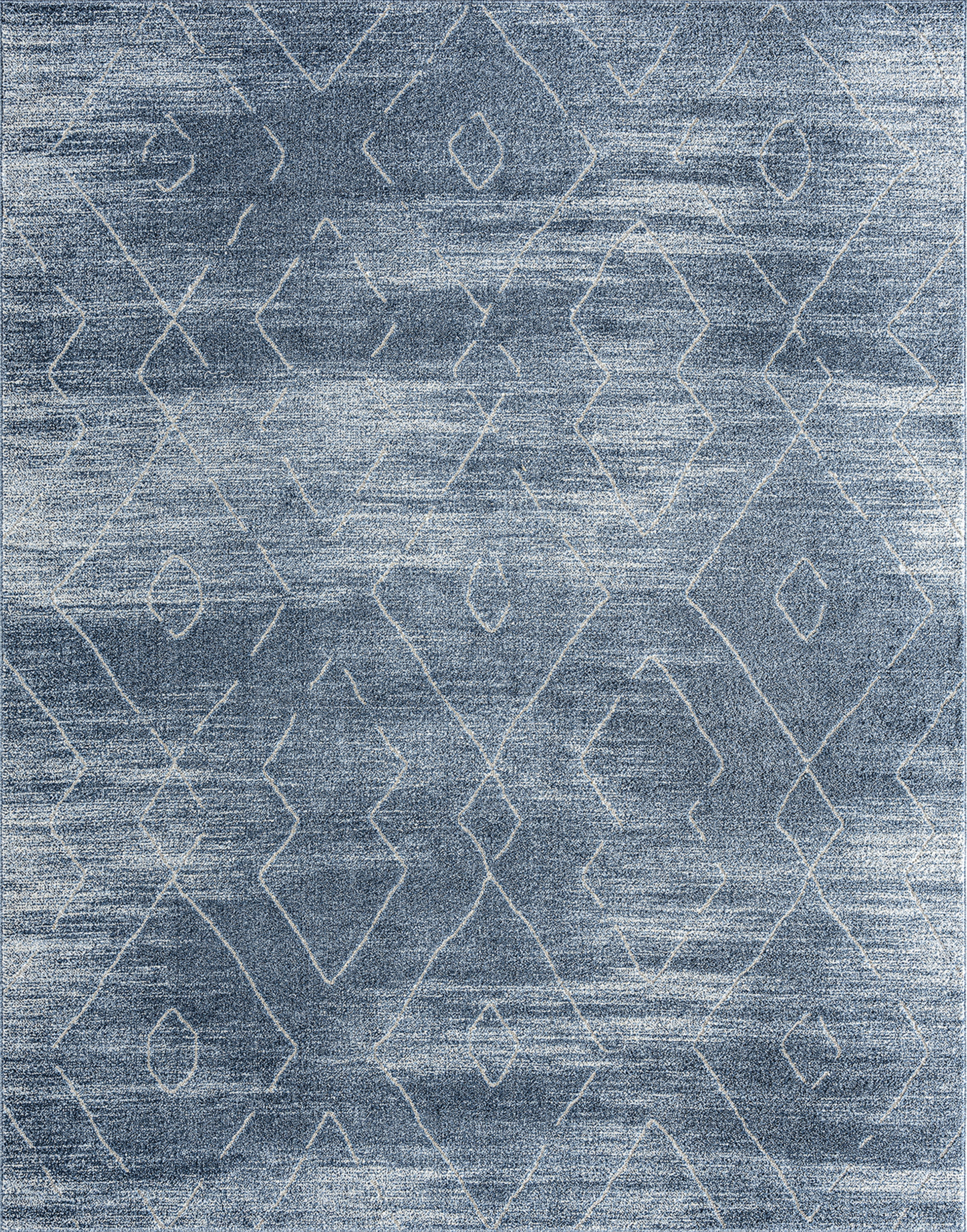 Contemporary 5x8 Area Rug (5'3'' x 7'3'') Geometric Blue, Gray Living Room Easy to Clean