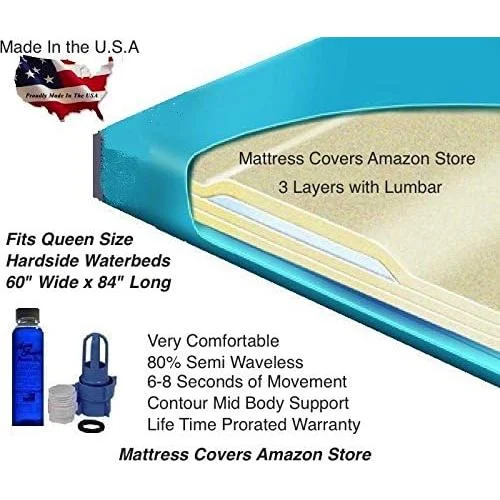 Queen 3000L 80% Semi less Waterbed Mattress With Fill Kit And 4Oz Conditioner