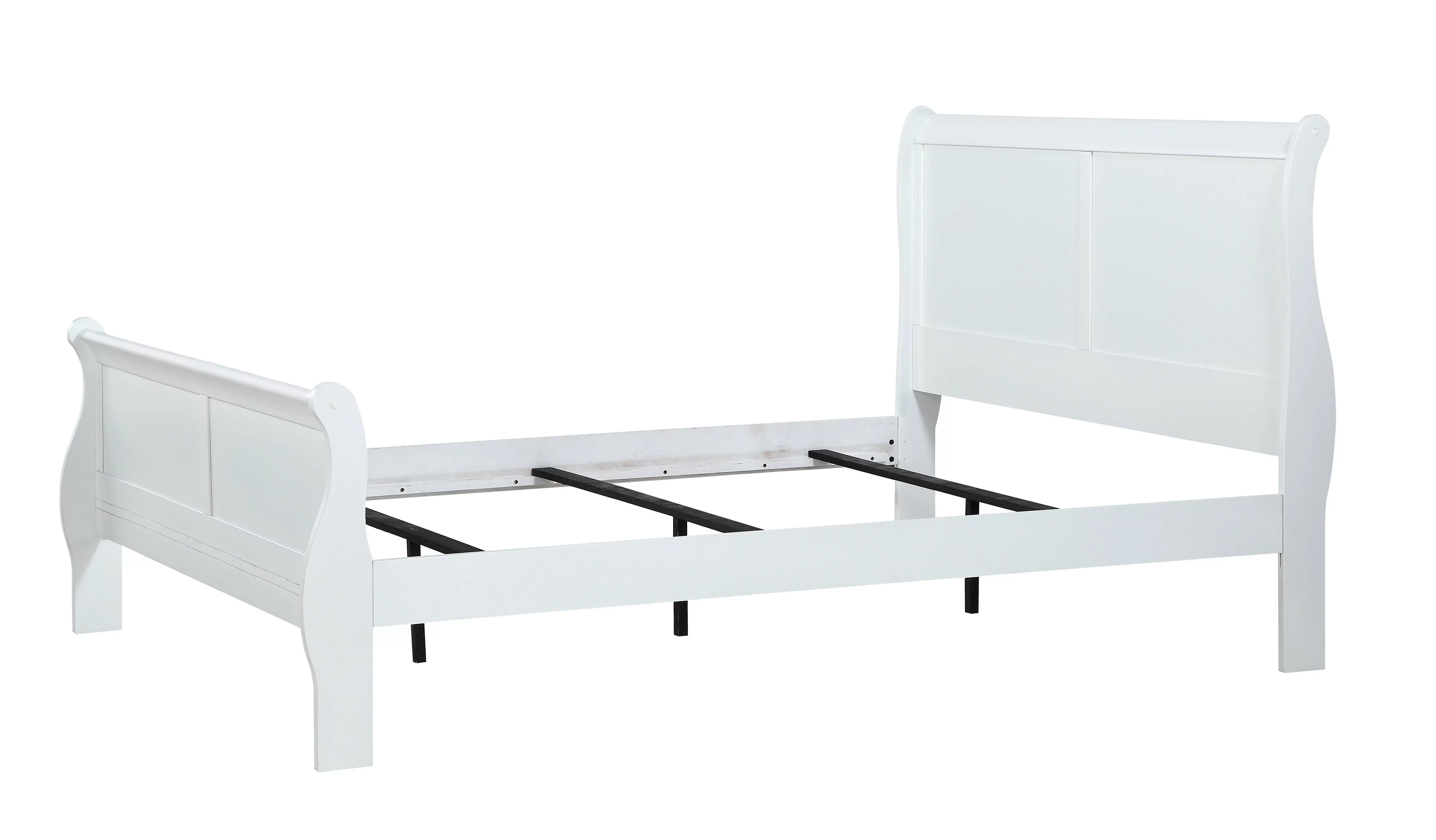 CoSoTower White Full Size Panel Sleigh Bed Solid Wood Wooden Bedroom Furniture