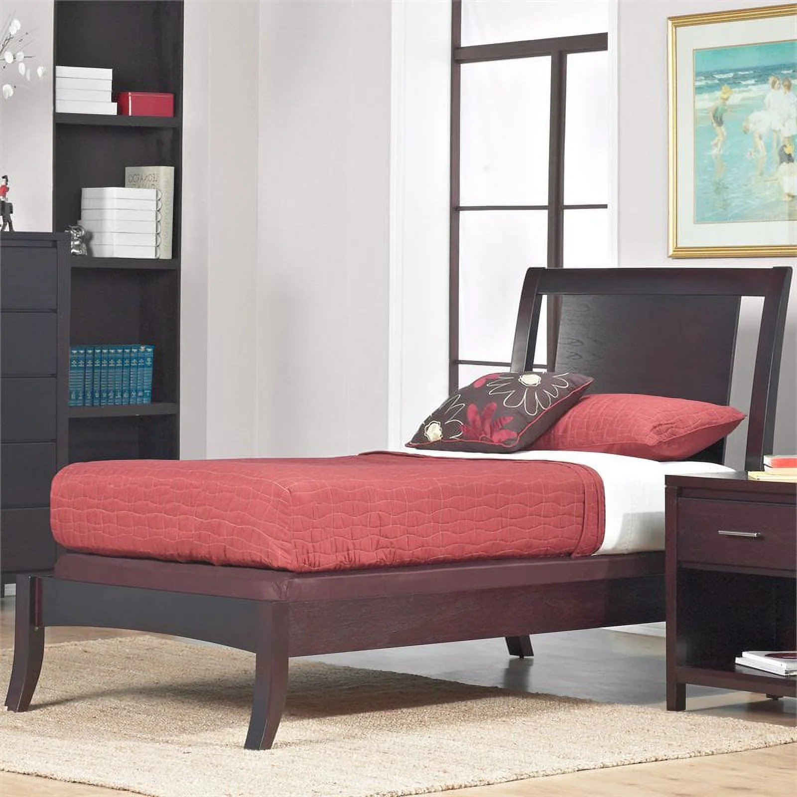 Modus Nevis California King Low Profile Solid Wood Sleigh Bed in Espresso