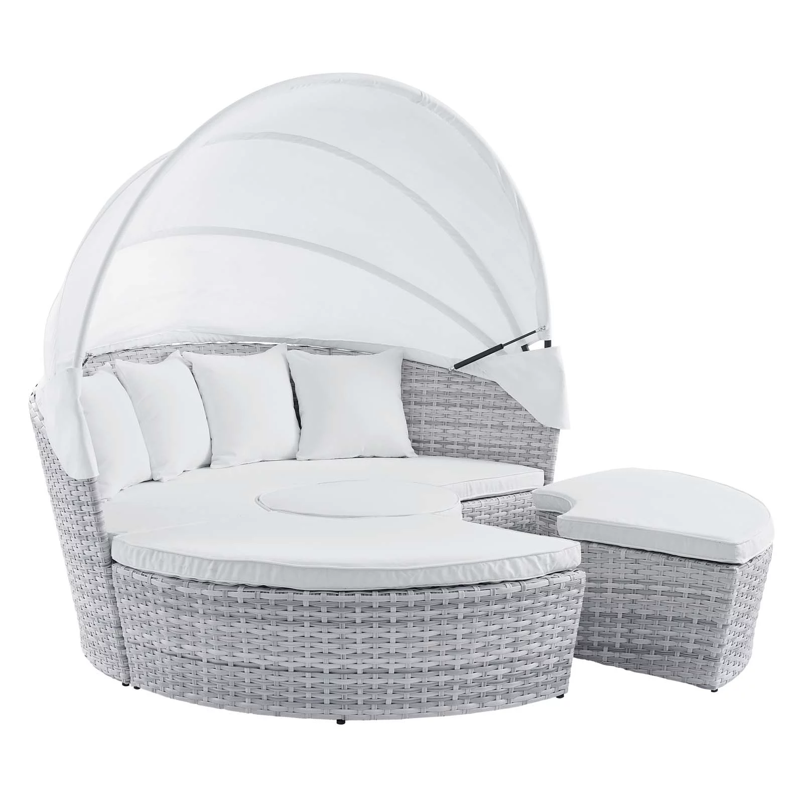Modway Scottsdale Canopy Sunbrella® Outdoor Patio Daybed in Light Gray White