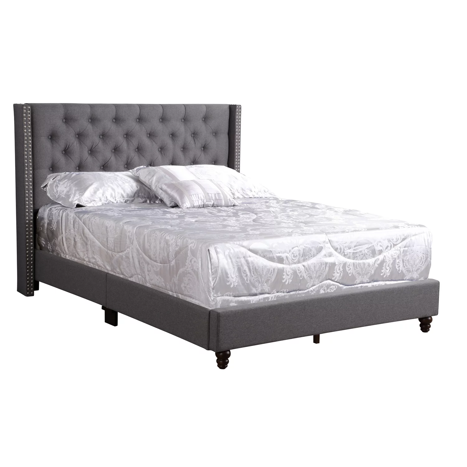 Glory Furniture Julie Fabric Upholstered Queen Bed in Gray