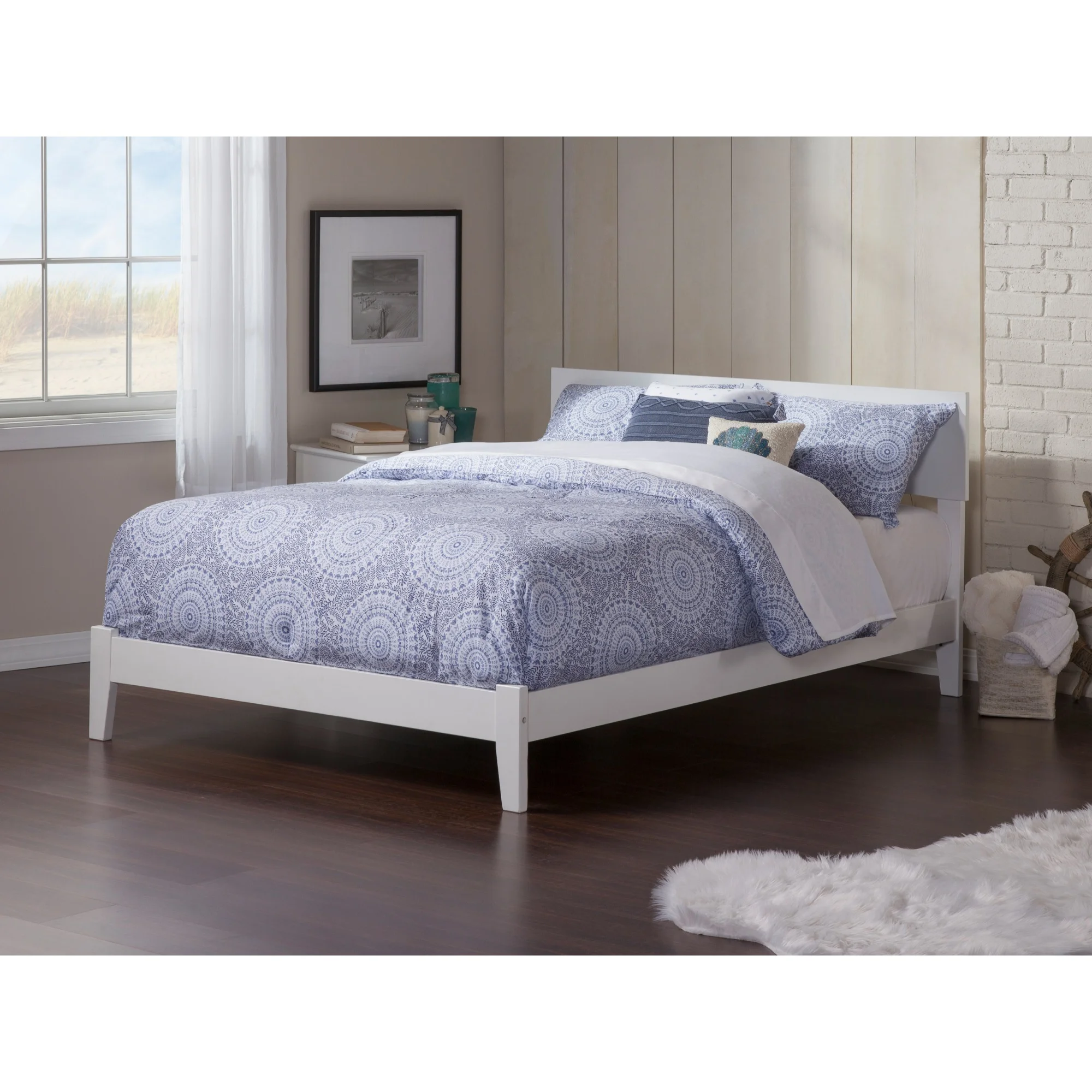 Orlando King Low Profile Wood Platform Bed in White