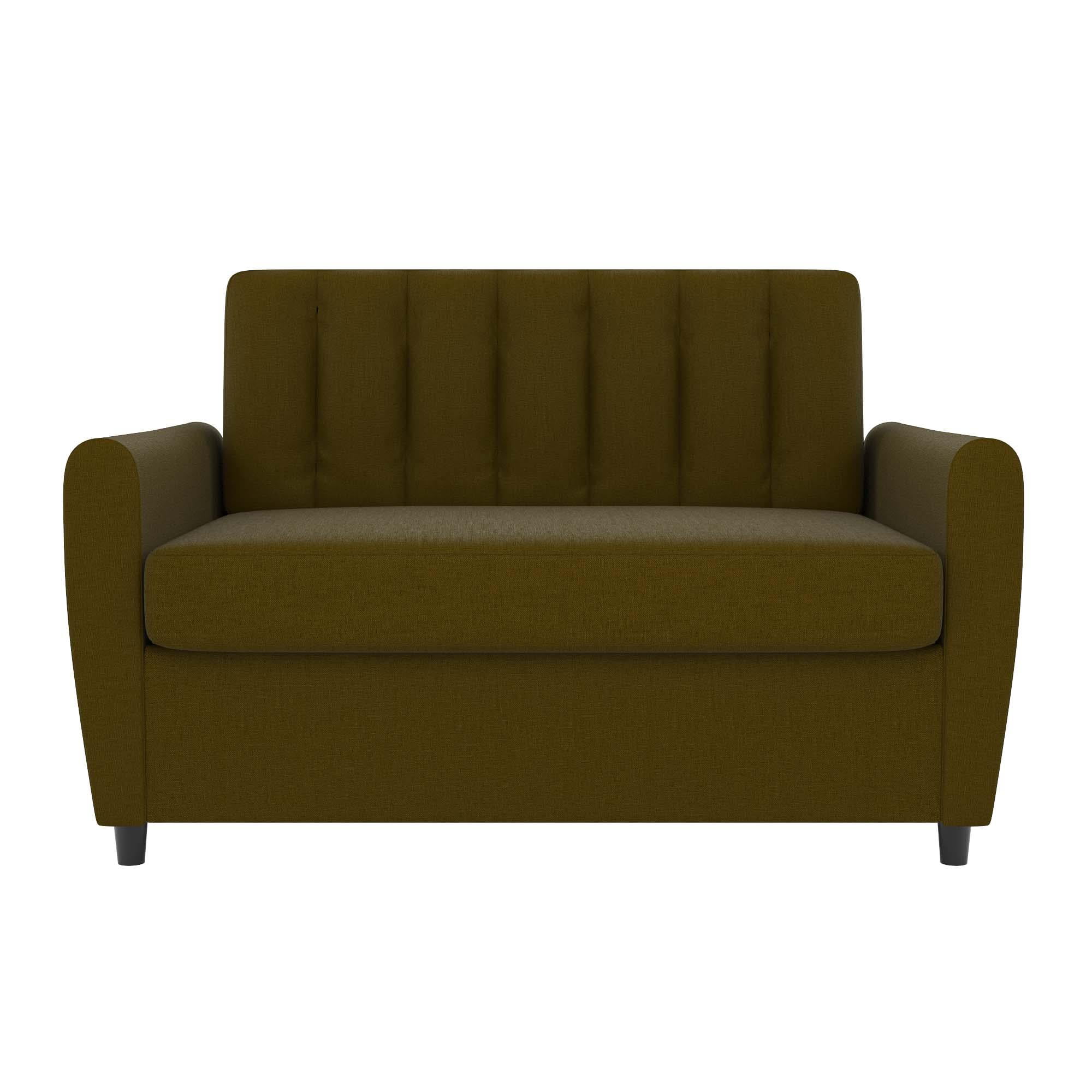 Novogratz Brittany Loveseat Sleeper Sofa with Memory Foam Twin Mattress - Green Linen