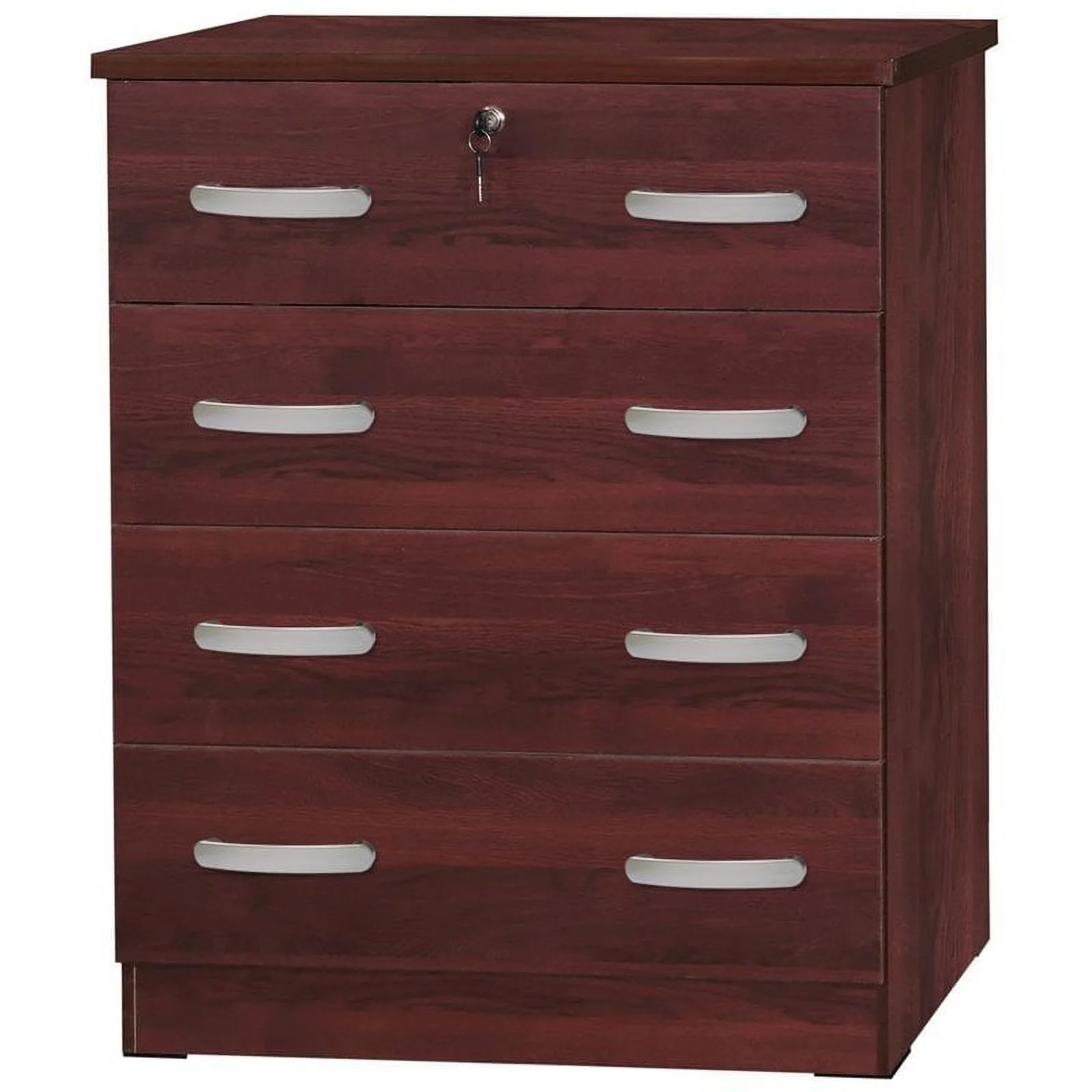 Home Square 3-Piece Set with Pine Twin Bed 4-Drawer Dresser with Lock Nightstand