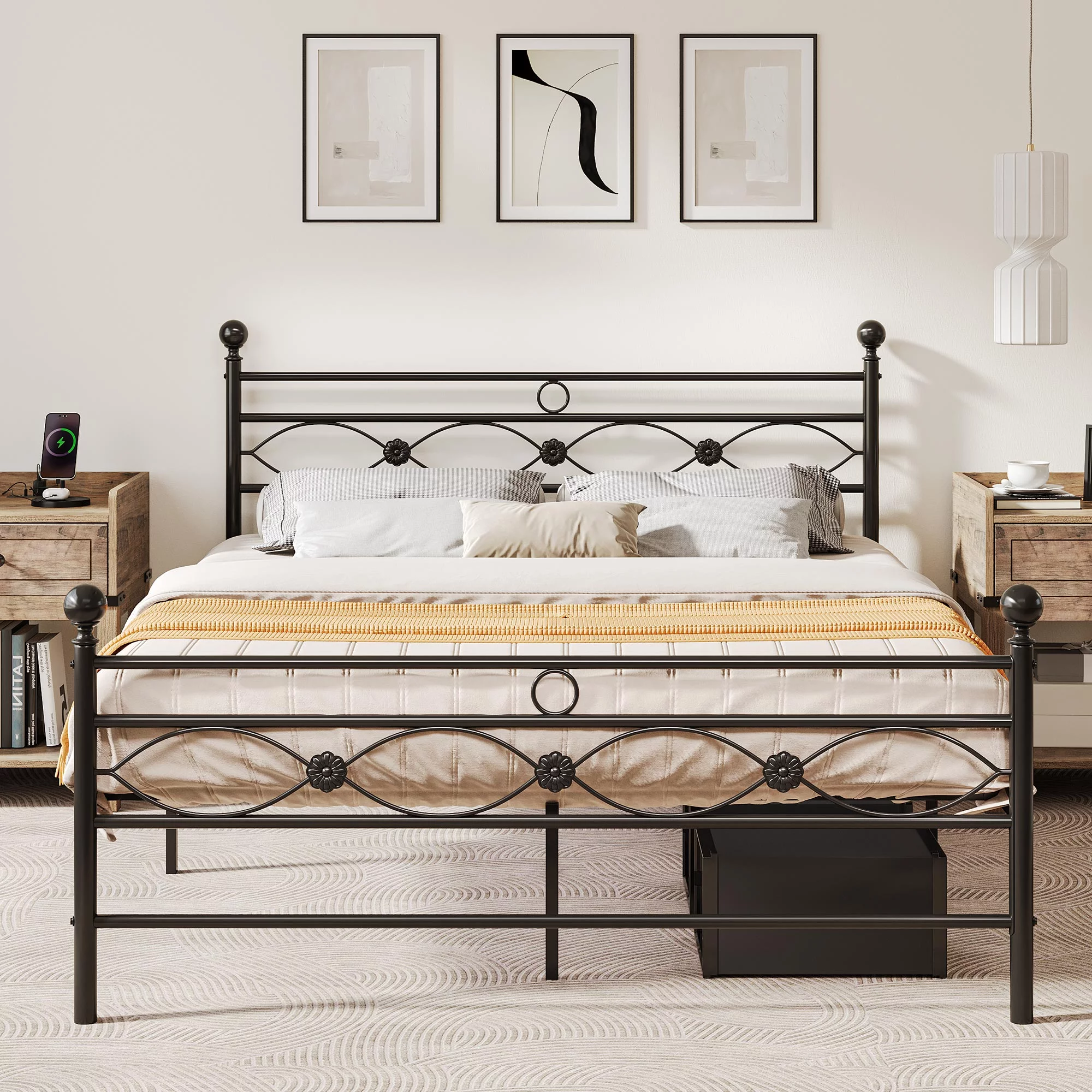 DWVO Full Size Platform Metal Bed Frame with Headboard and Footboard, No Box Spring Needed