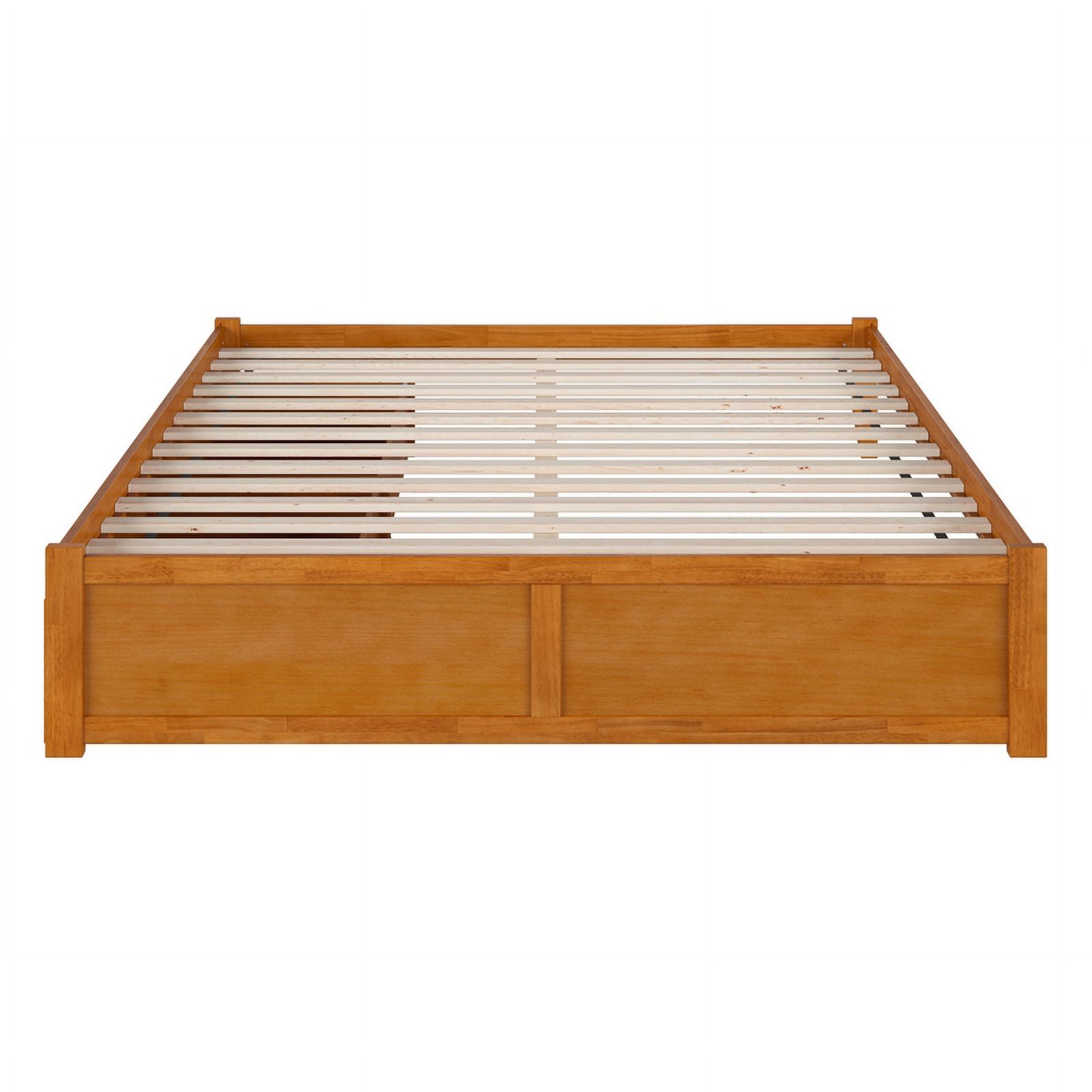 Concord King Wood Platform Bed with Footboard and Drawers in Light Toffee