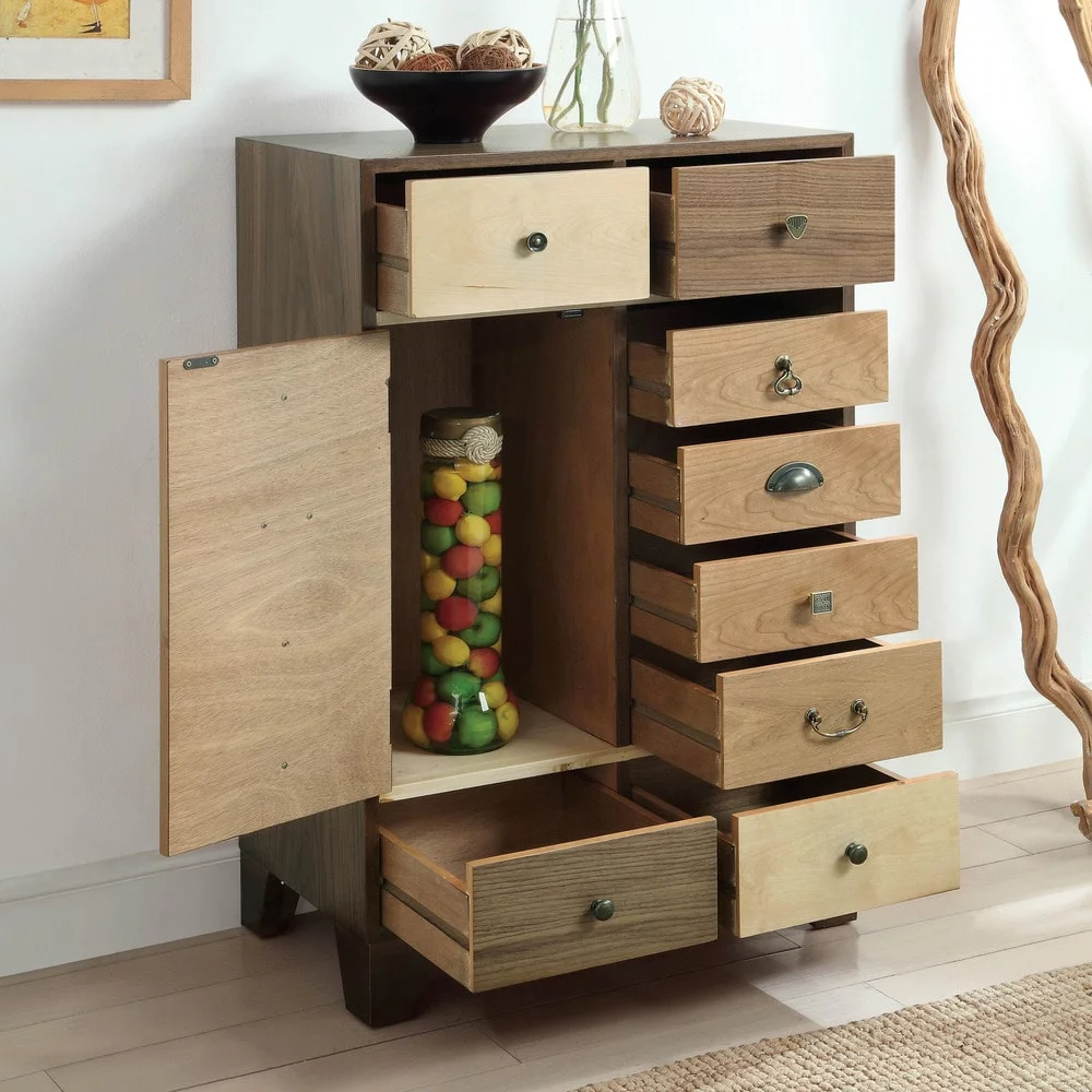 Furniture of America Rere Rustic Walnut 27-inch Solid Wood 8-Drawer Hallway Chest by