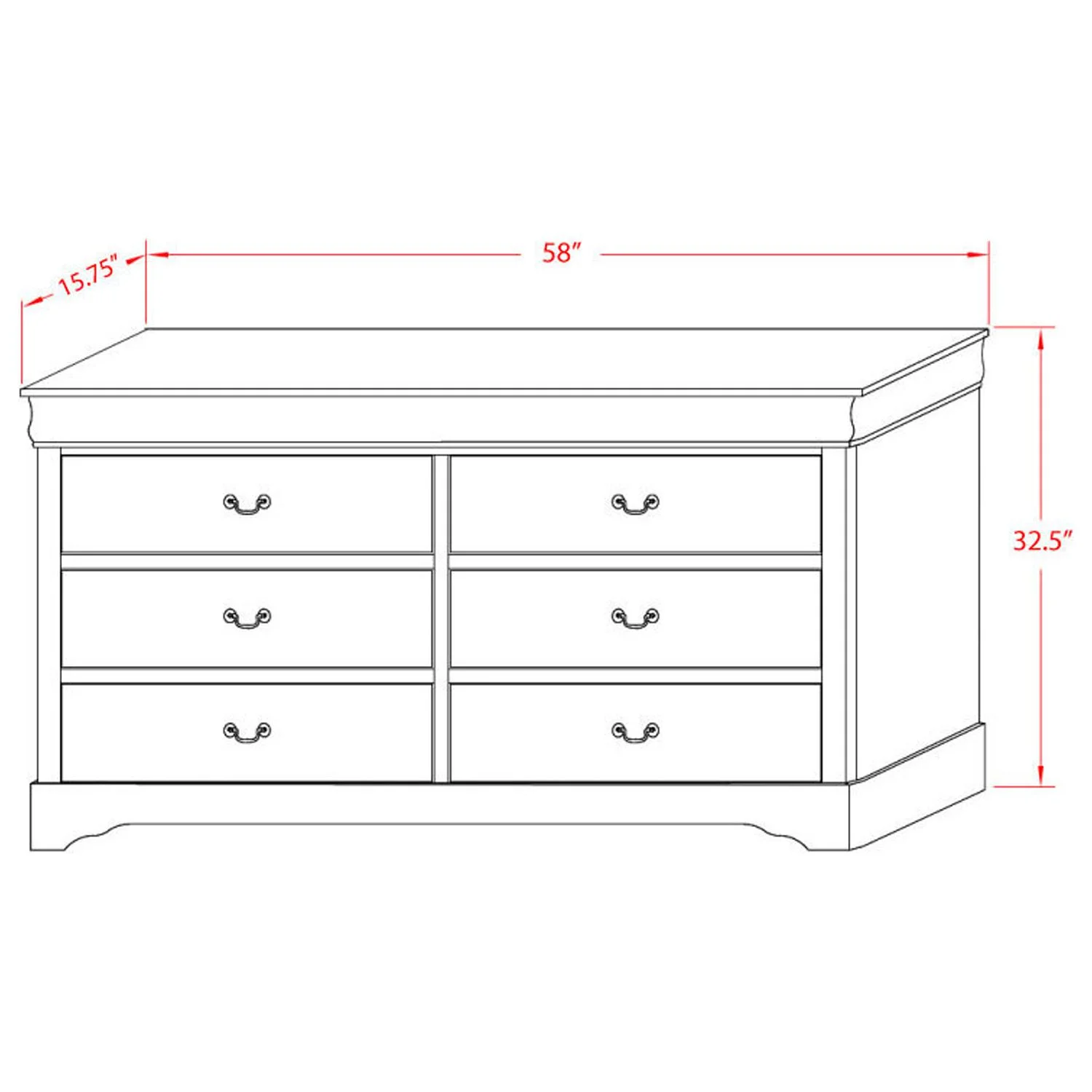 HomeStock Artisanal Attic Louis Philippe Dresser In Metallic Gold Finish