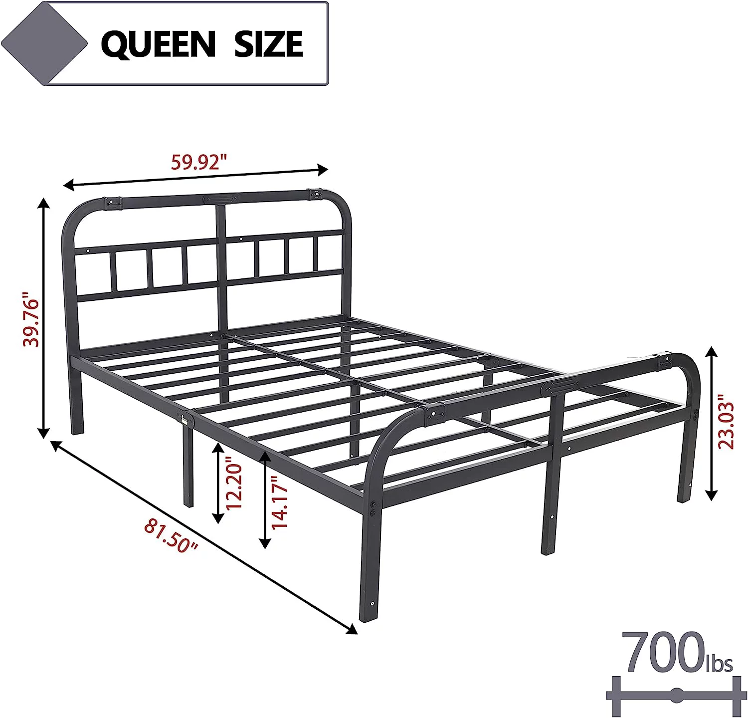 14 Inch Full Bed Frame with Headboard and Footboard Heavy Duty Metal Full Size Platform Bed Frame 3000lbs Strengthen Support No Box Spring Needed No Noise Non-Slip