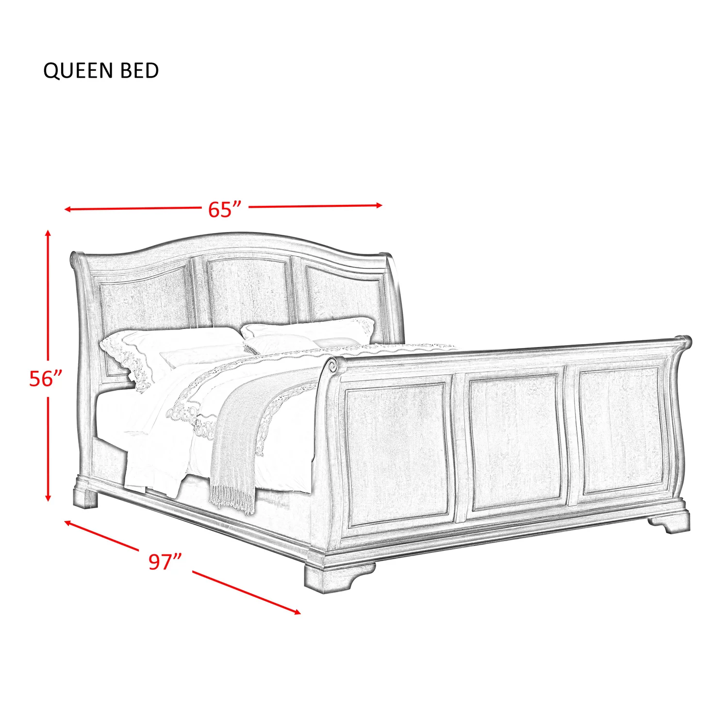 Picket House Furnishings Conley 3 Piece Queen Sleigh Bedroom Set in Cherry