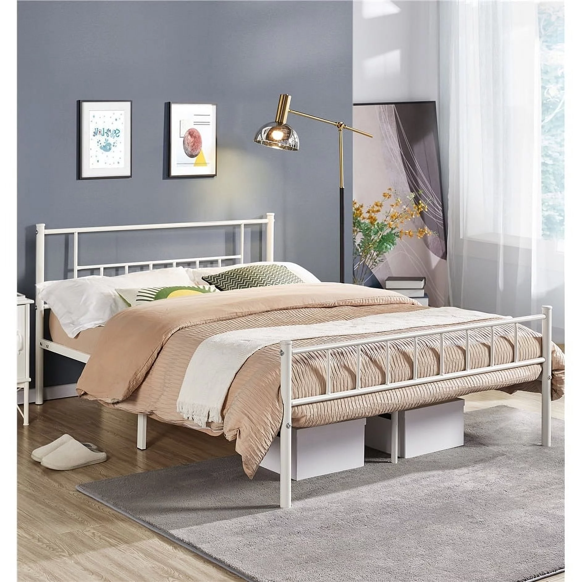Yaheetech Platform Bed with Headboard&Footboard Slatted Bed Base 82.68