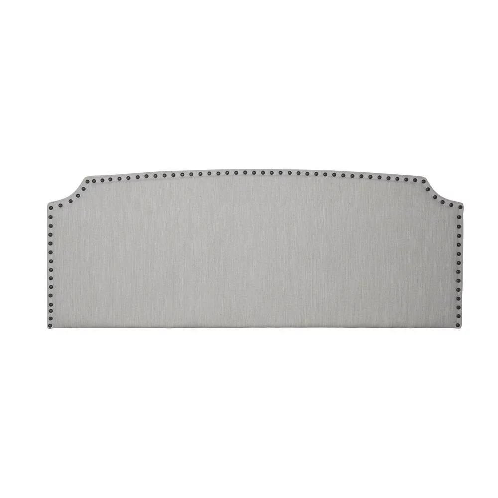 Bernards Amy Fabric Upholstered King Headboard with Nail Head Trim in Beige