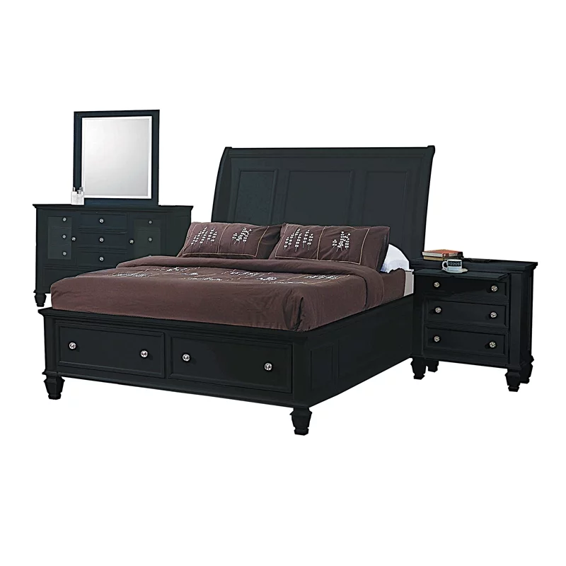 Sandy Beach Storage Bedroom Set with Sleigh Headboard