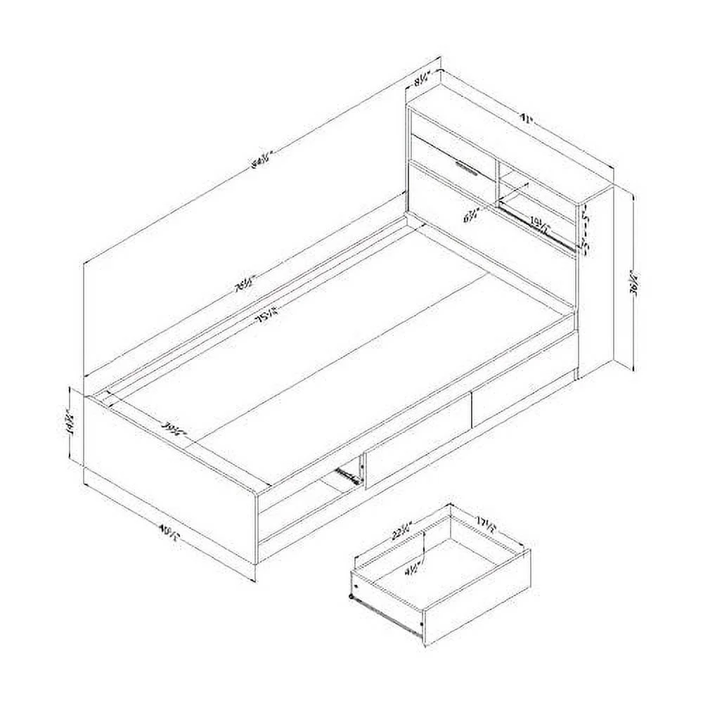 Fynn Bed And Headboard Set, Gray Oak