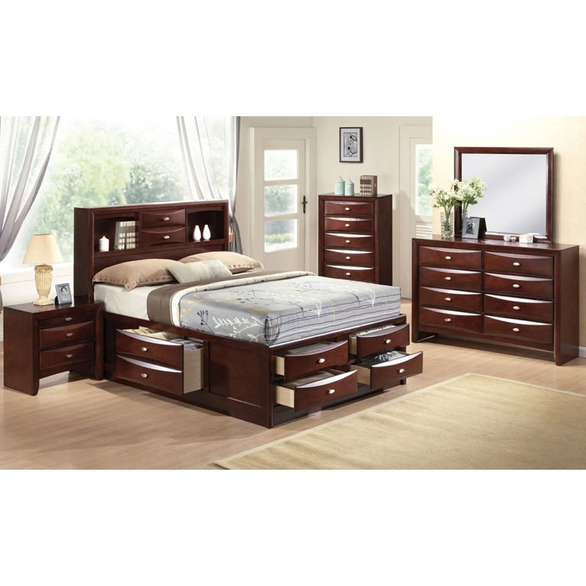 Transitional Style ACME Ireland Full Bed - Espresso with Storage