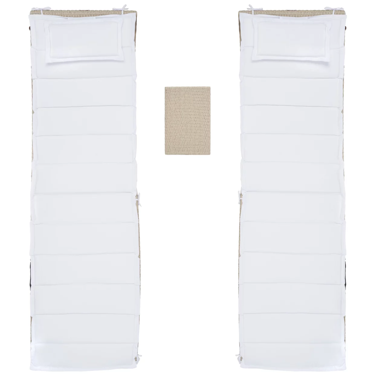 SAFAVIEH Carew Outdoor Patio 3 Piece Sun Lounger Set, Beige/White