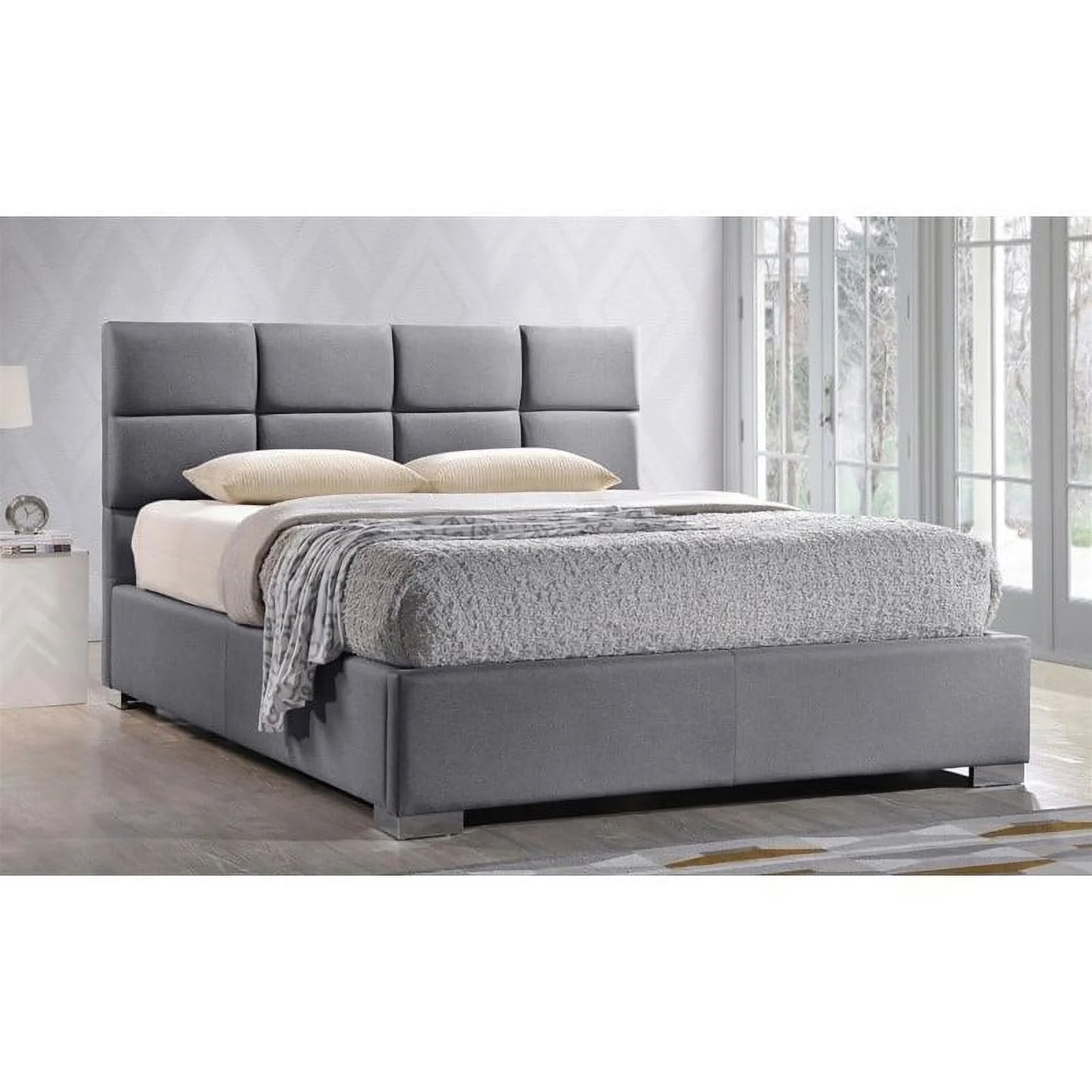 Kingfisher Lane Upholstered Queen Platform Bed in Gray