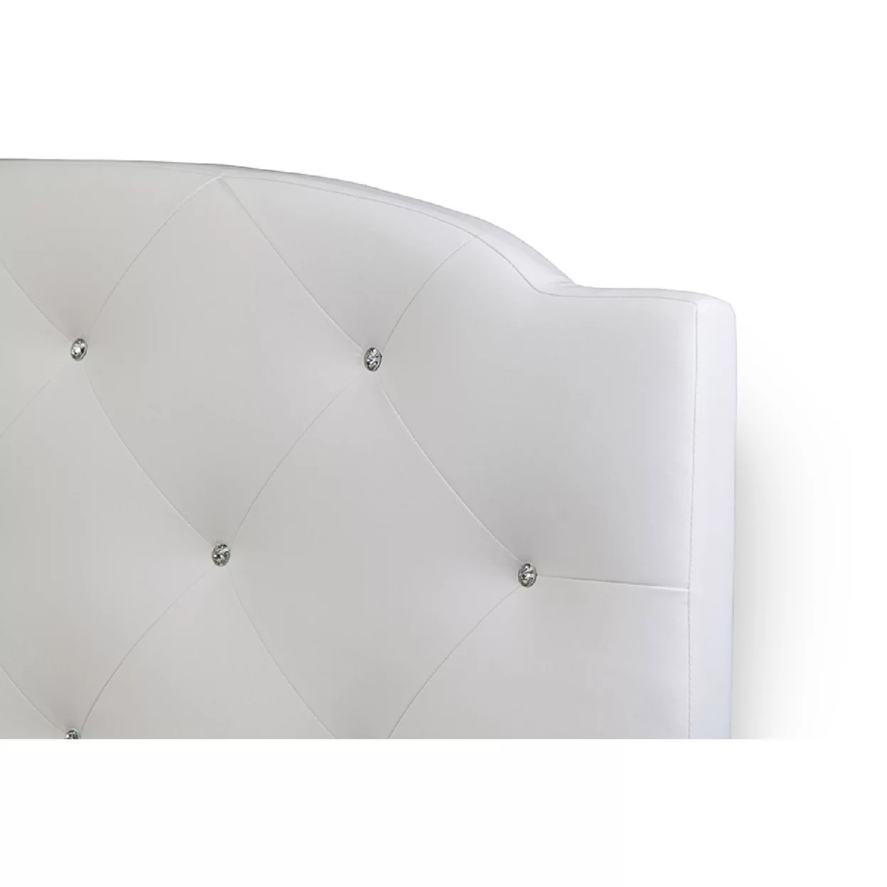 Baxton Studio Canterbury Leather Contemporary Bed, Full/Queen, White