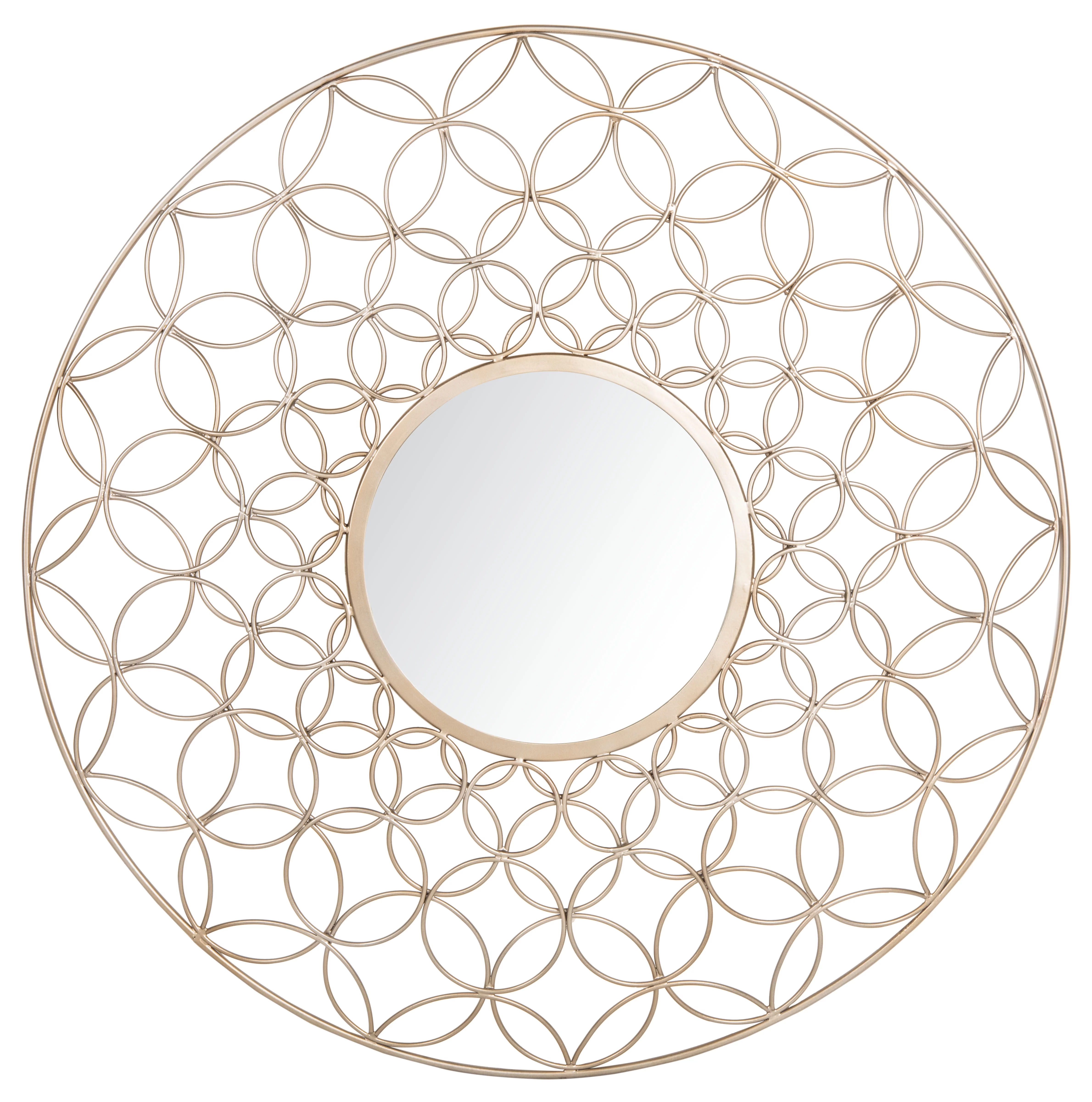 Safavieh Trinda 31.5 in. Geometric Circles Round Mirror, Champagne